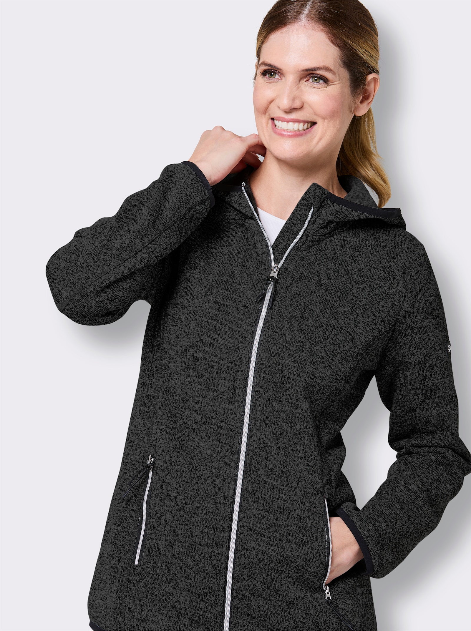 Catamaran Sports Strickfleecejacke mit Kapuze - graphit-meliert