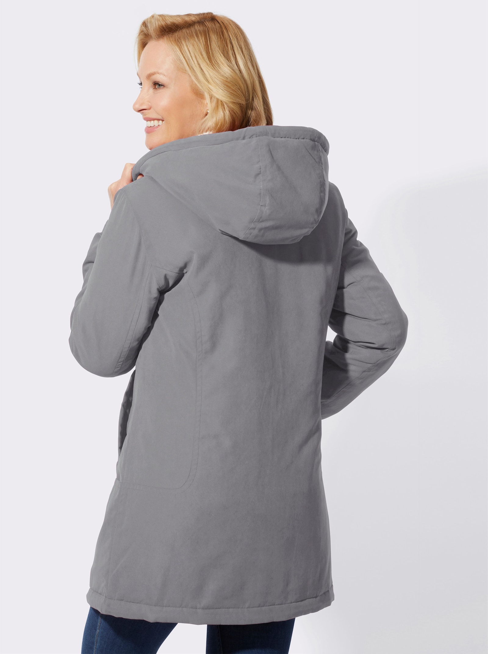 Kapuzenjacke in Micro-Moss-Qualität - grau