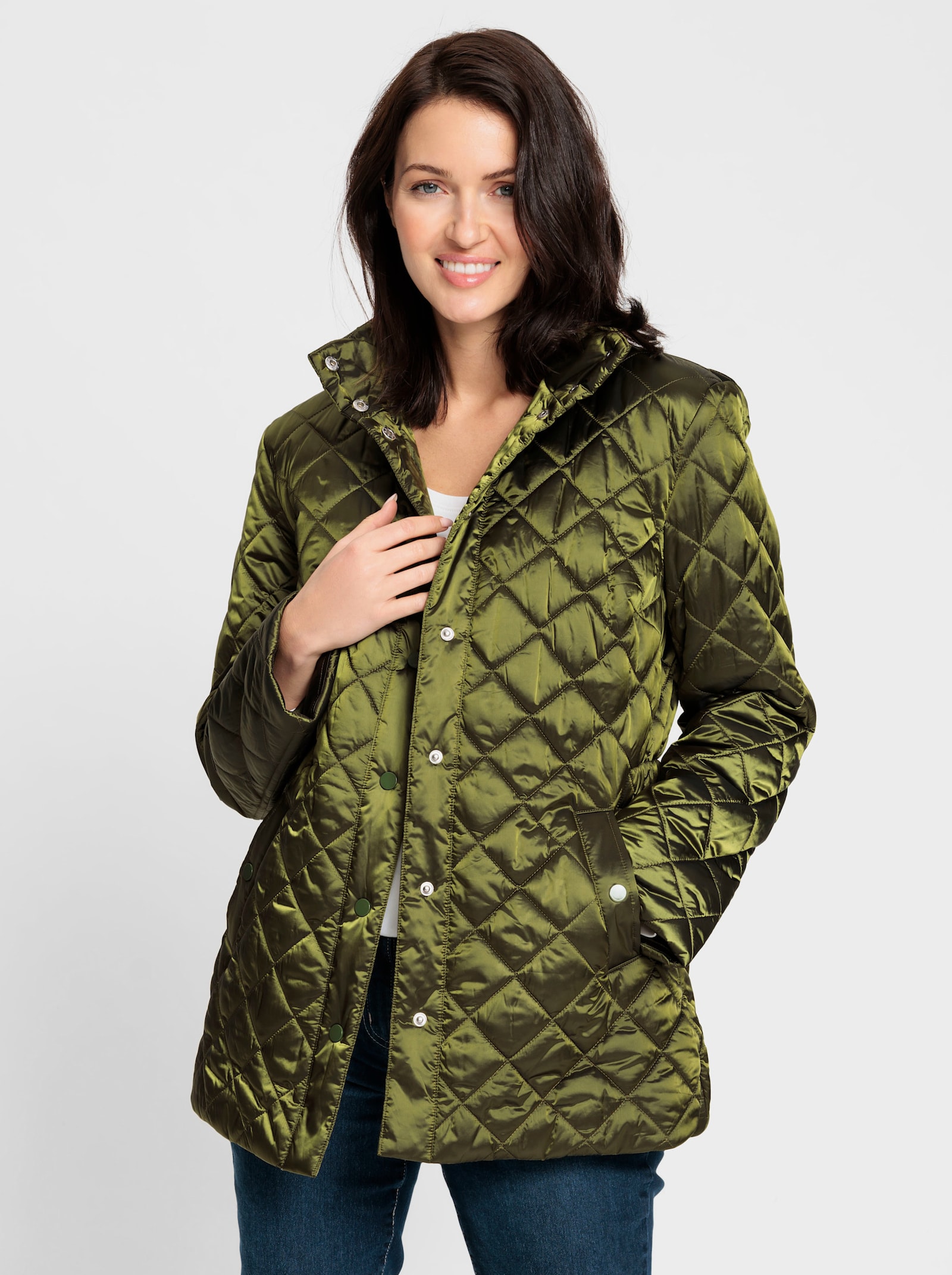 Steppjacke in Two-Tone-Optik - oliv
