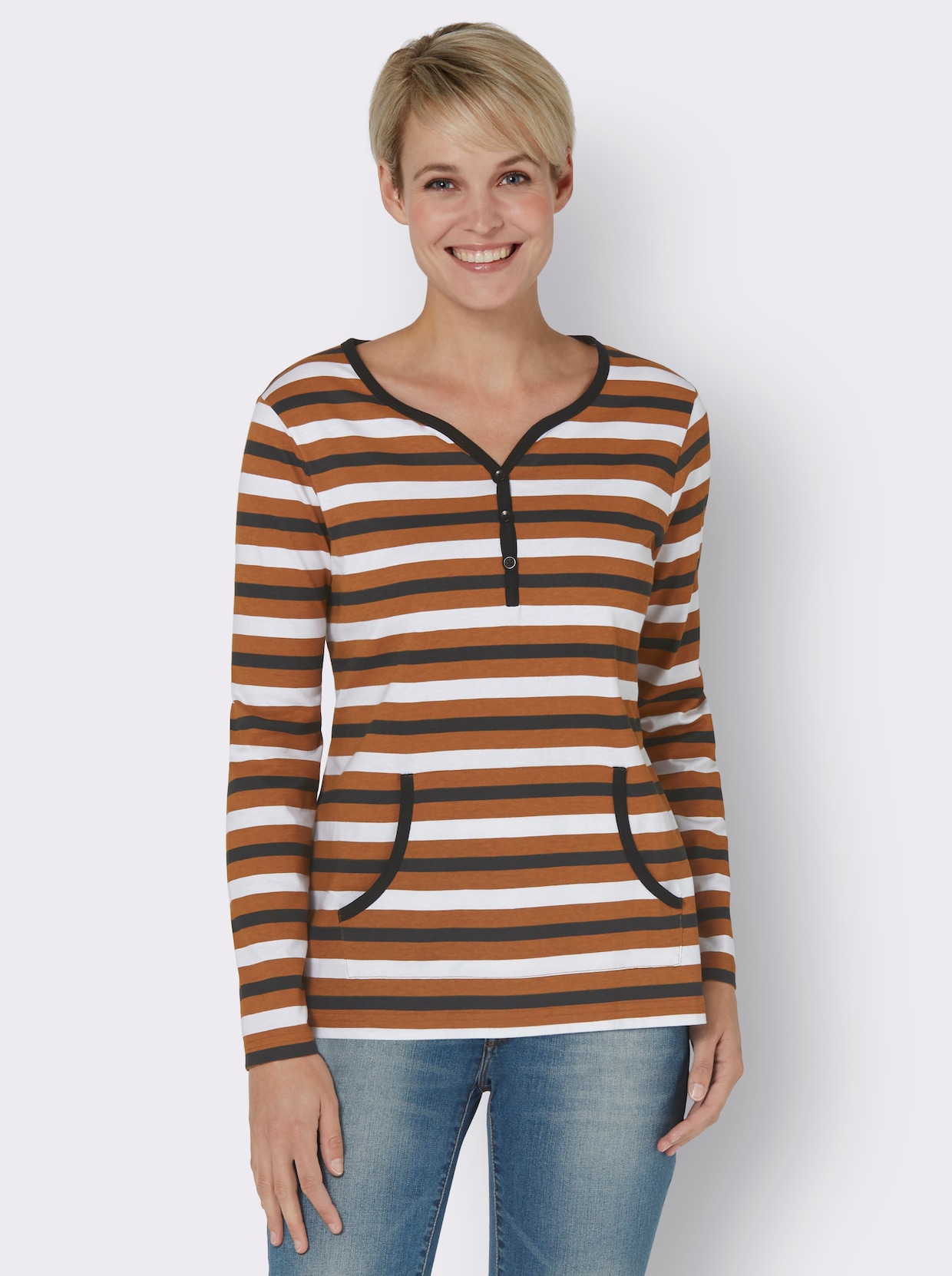 Gestreept shirt - cognac gestreept