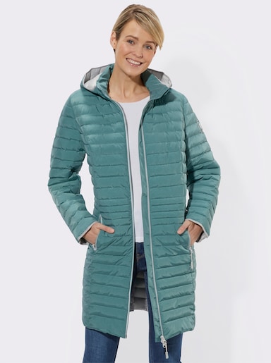 Steppjacke mit Kapuze, abnehmbar - mint-meliert