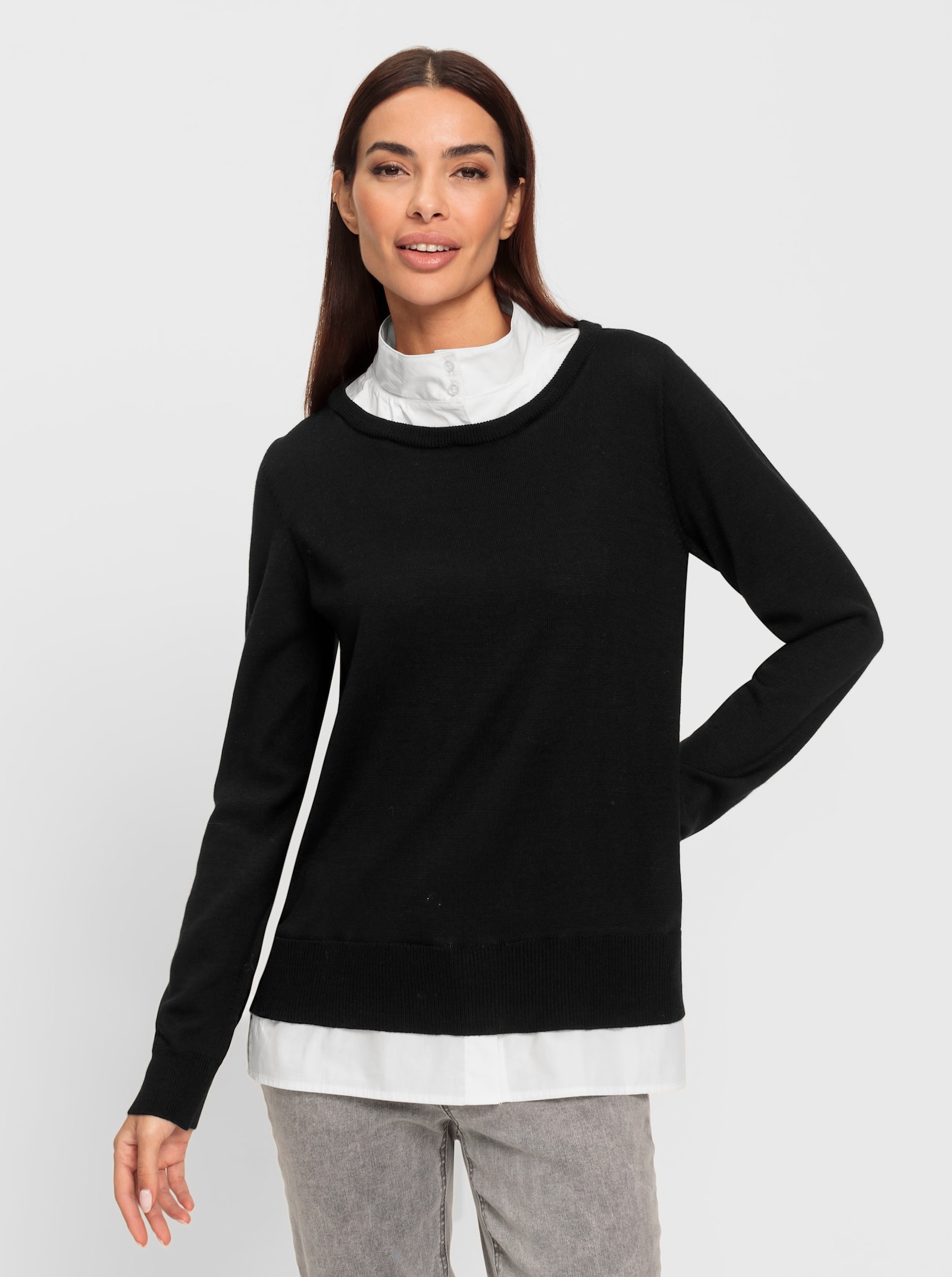 heine Pullover in 2-in-1-Optik - schwarz-weiss
