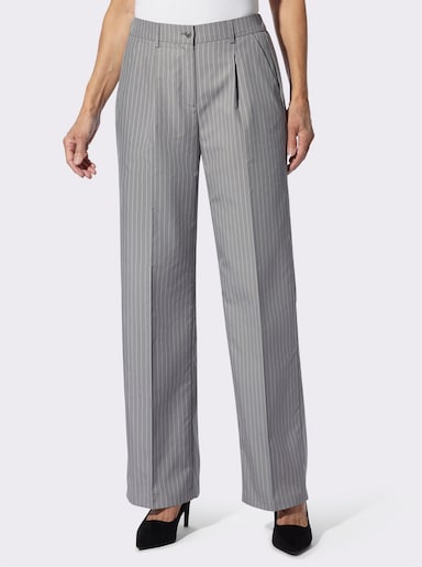 Hose im Nadelstreifen-Dessin - grau-ecru-gestreift