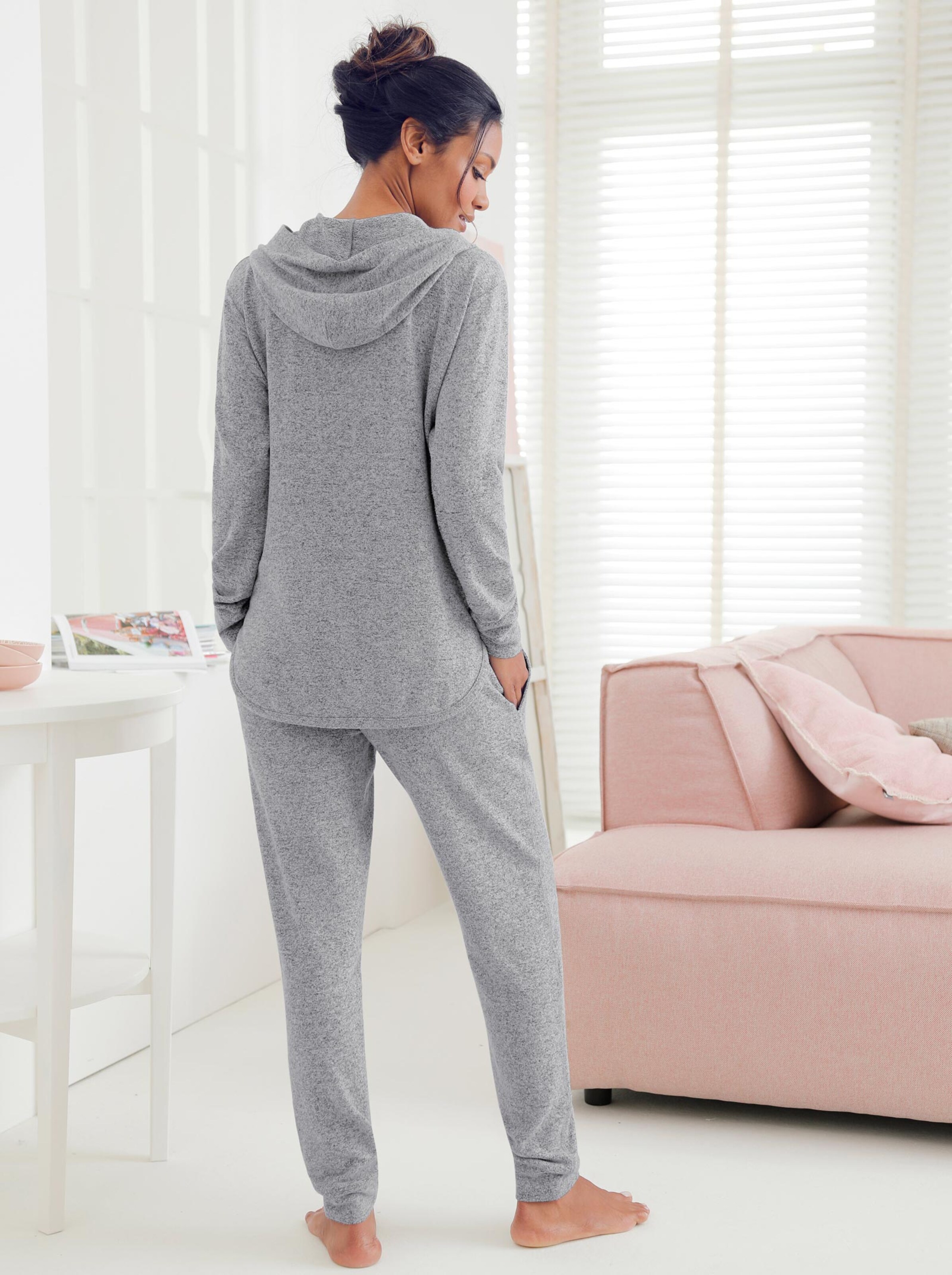Damenmode Nachtwäsche & Homewear feel good Jacke in hellgrau-meliert Damenmode Nachtwäsche & Homewear feel good Jacke in hellgrau-meliert