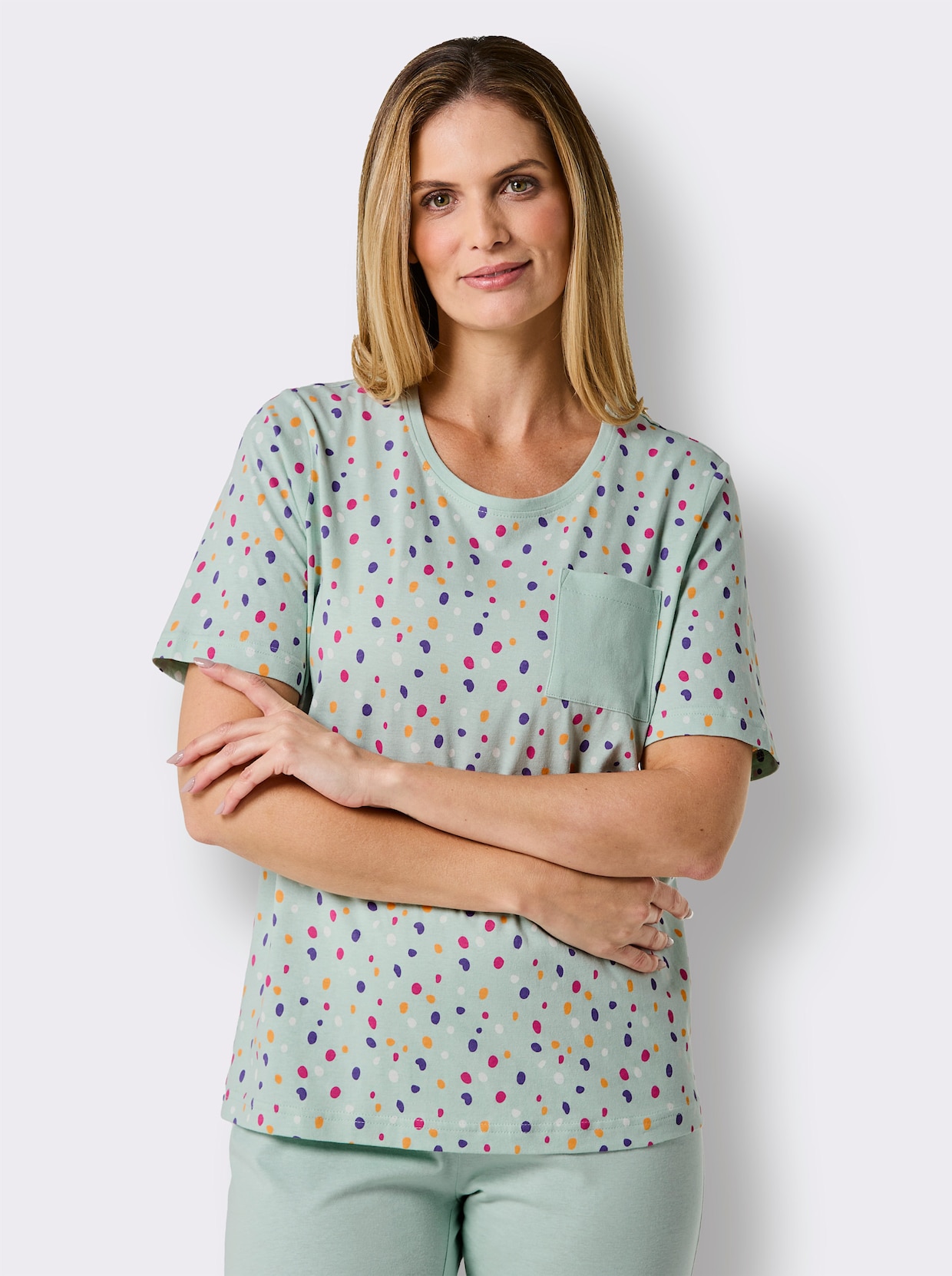 wäschepur Pyjama-Shirt - kalkmint bedrukt