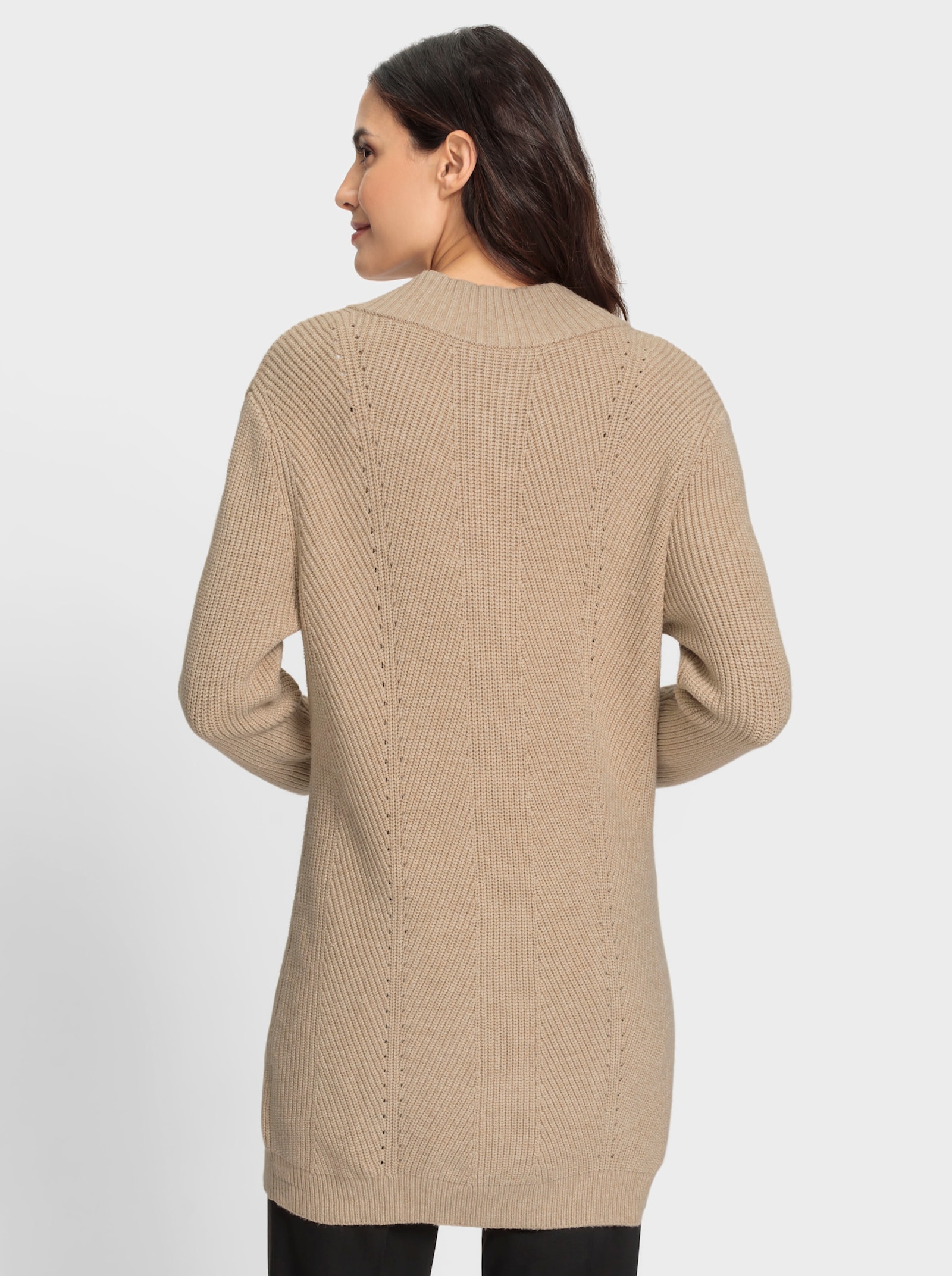 Ajourstrickjacke im Mustermix - beige-ecru-meliert