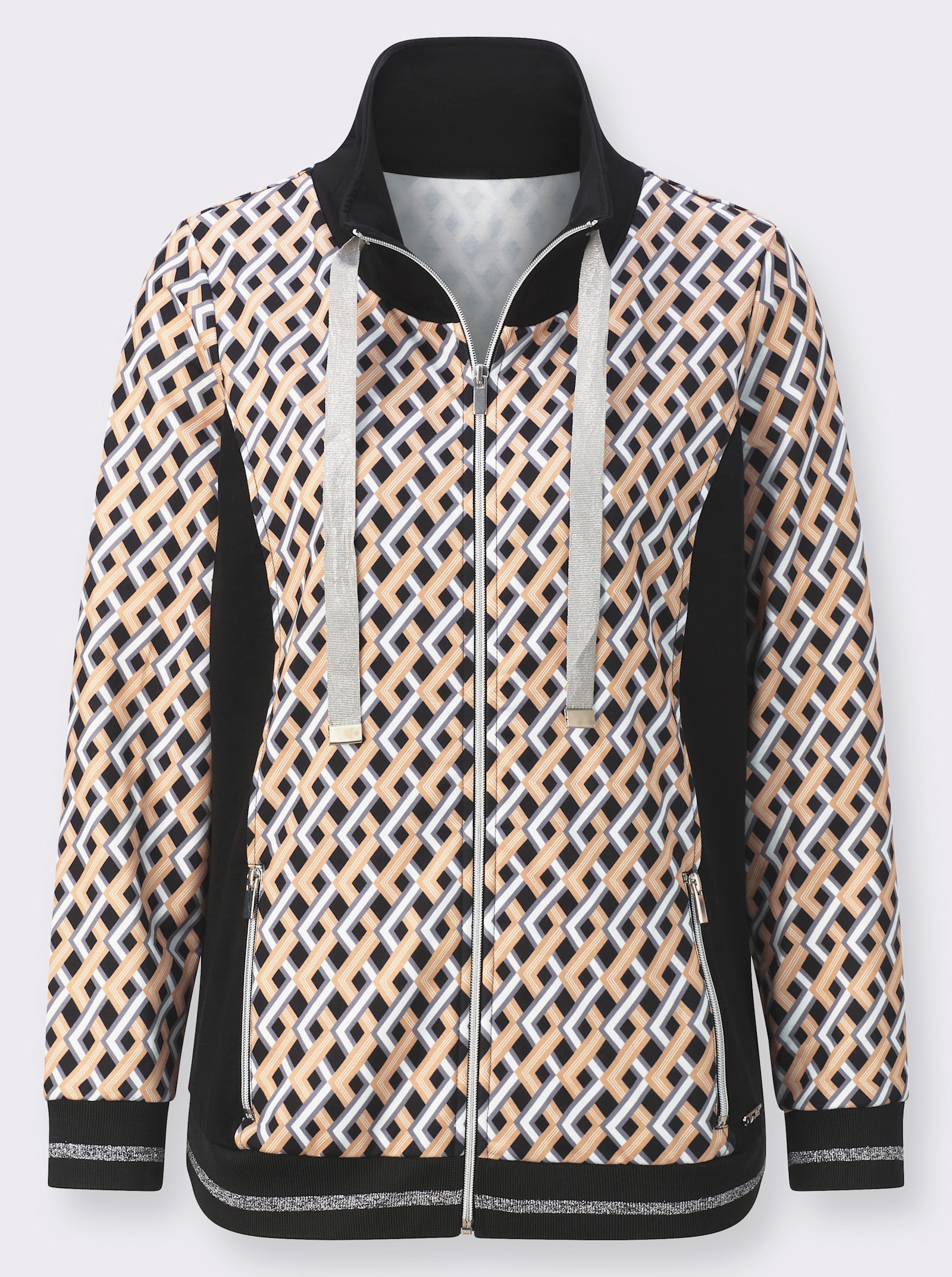 feel good Jacke - schwarz-camel-bedruckt