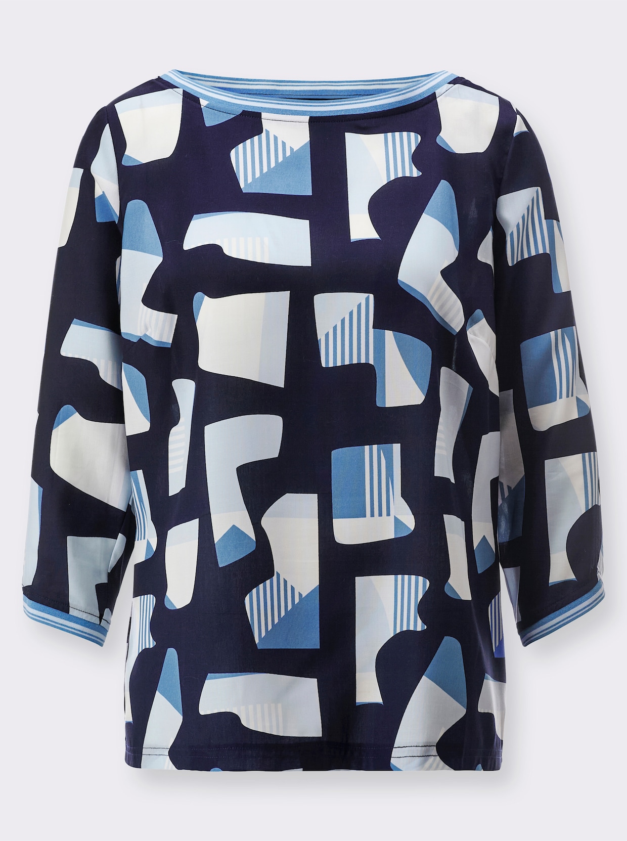 Blouse met print - lichtblauw/middenblauw gedessineerd