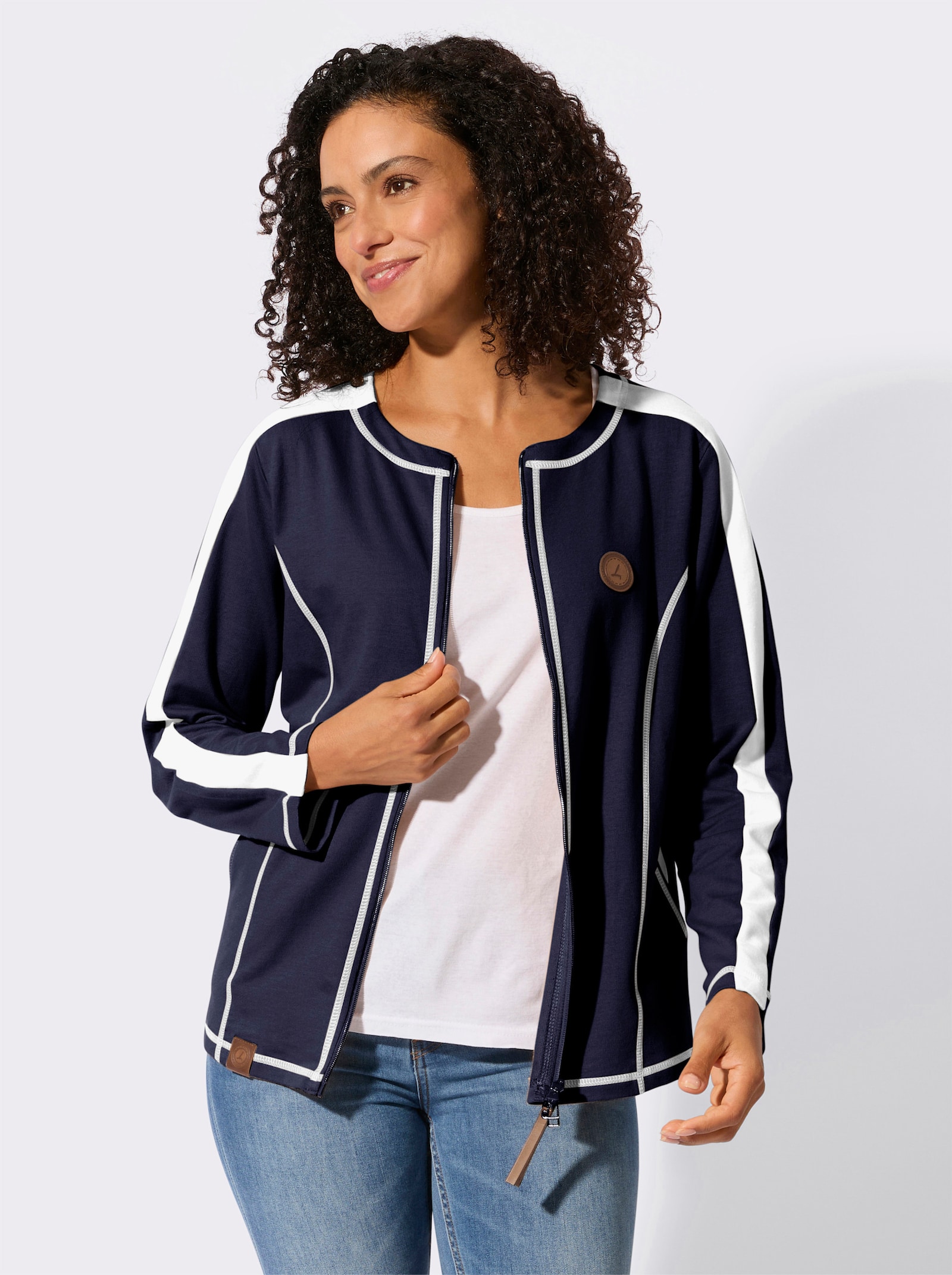 Shirtjacke - marine-ecru