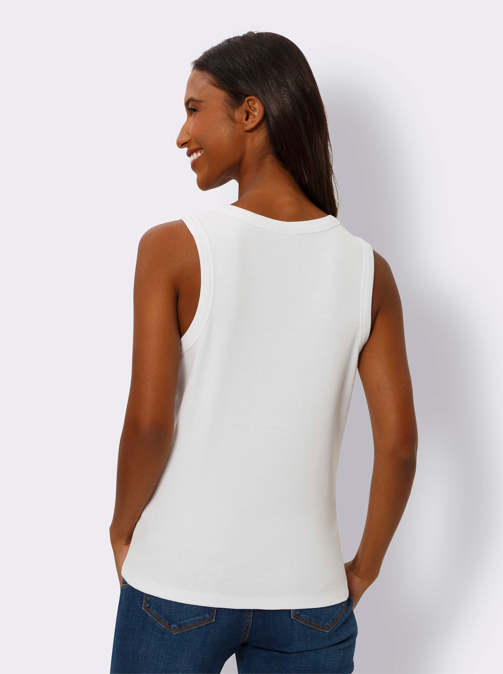 heine Shirttop in Rippenstruktur - weiß