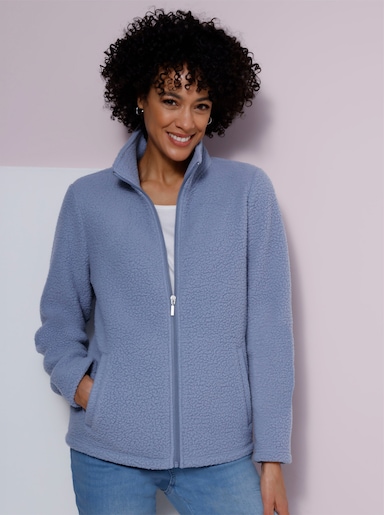 Fleecejacke mit Stehkragen - taubenblau