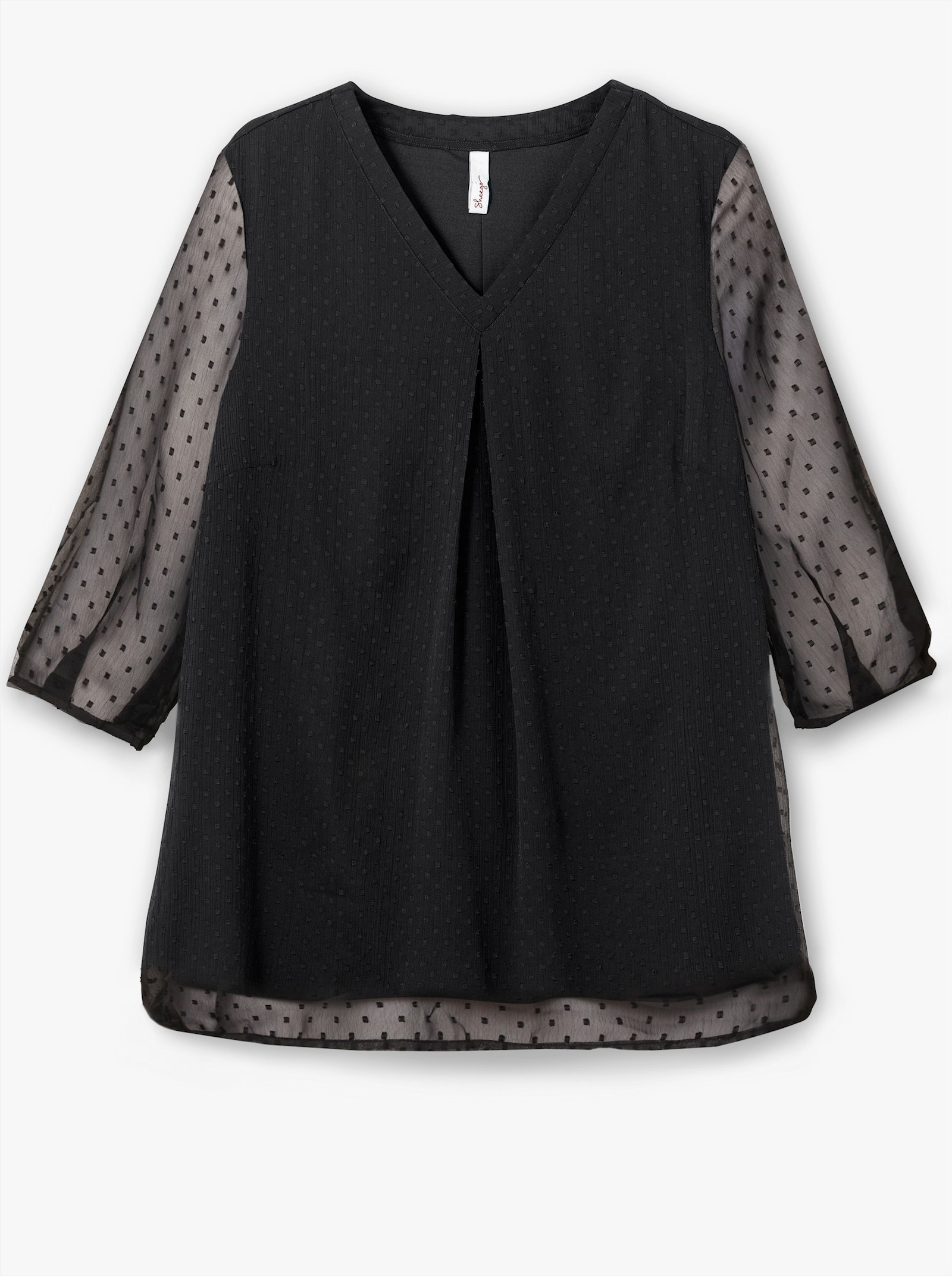 sheego Tunika mit Chiffon-Ärmeln - schwarz