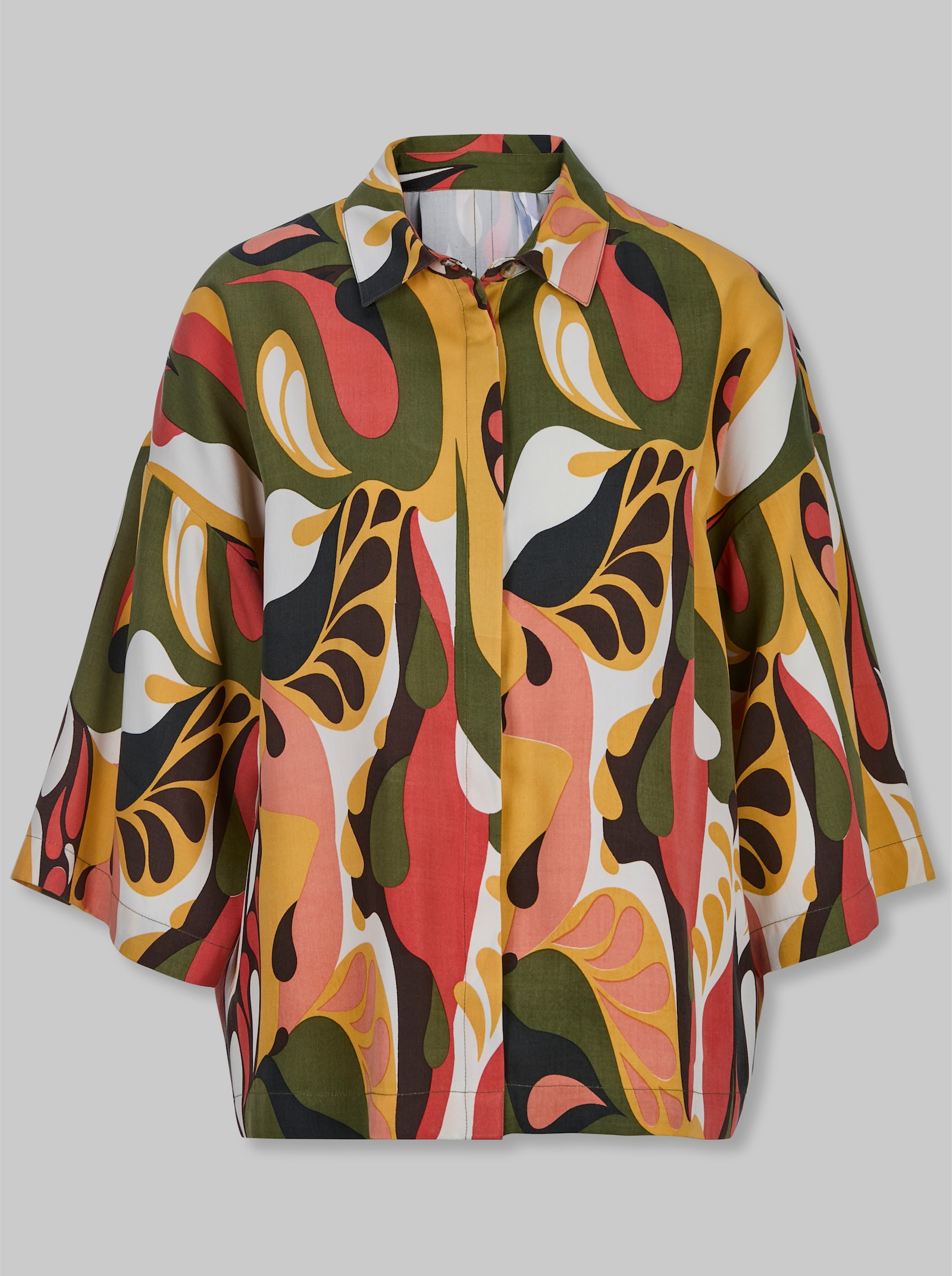 heine Druckbluse im Oversize-Schnitt - papaya-schoko-bedruckt