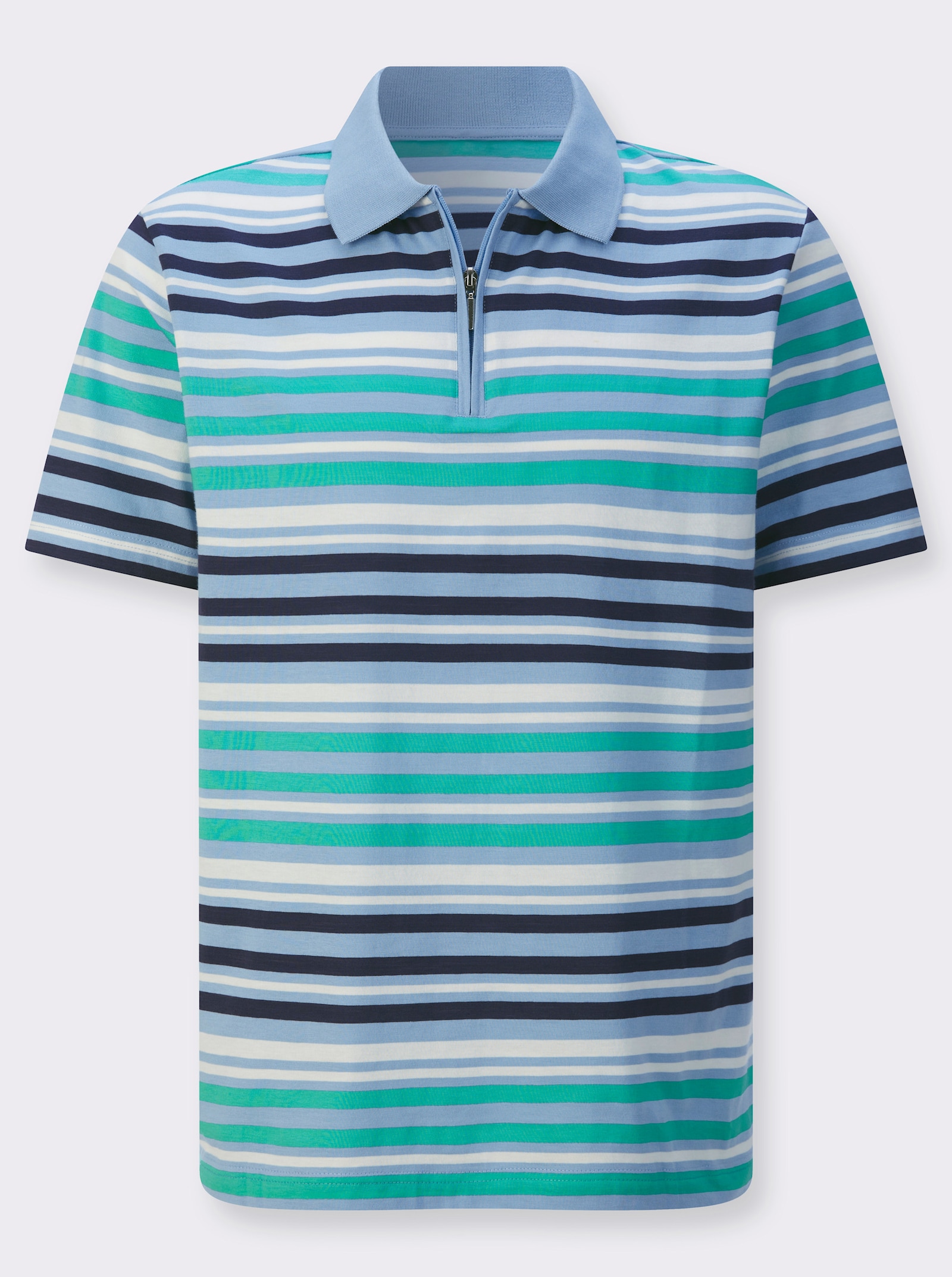 Poloshirt in streepjesdessin - marine/blauwgroen gestreept