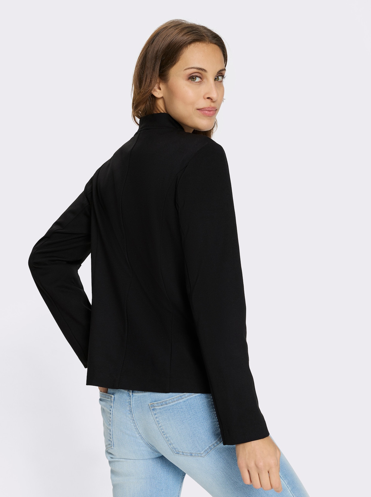 Jerseyblazer Reissverschluss-Taschen - schwarz