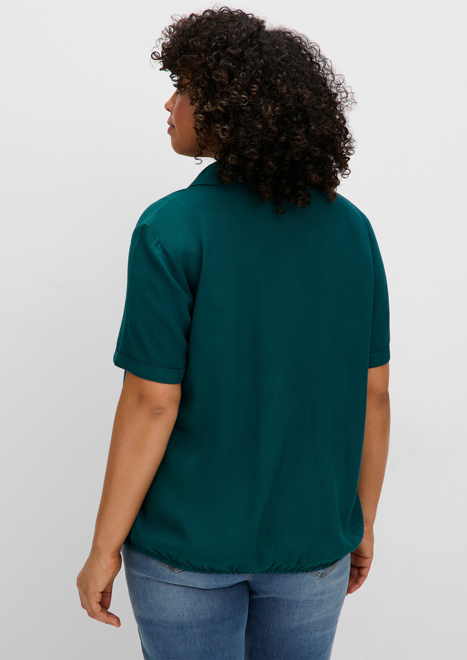 sheego Tunika mit offenem Hemdkragen - petrol