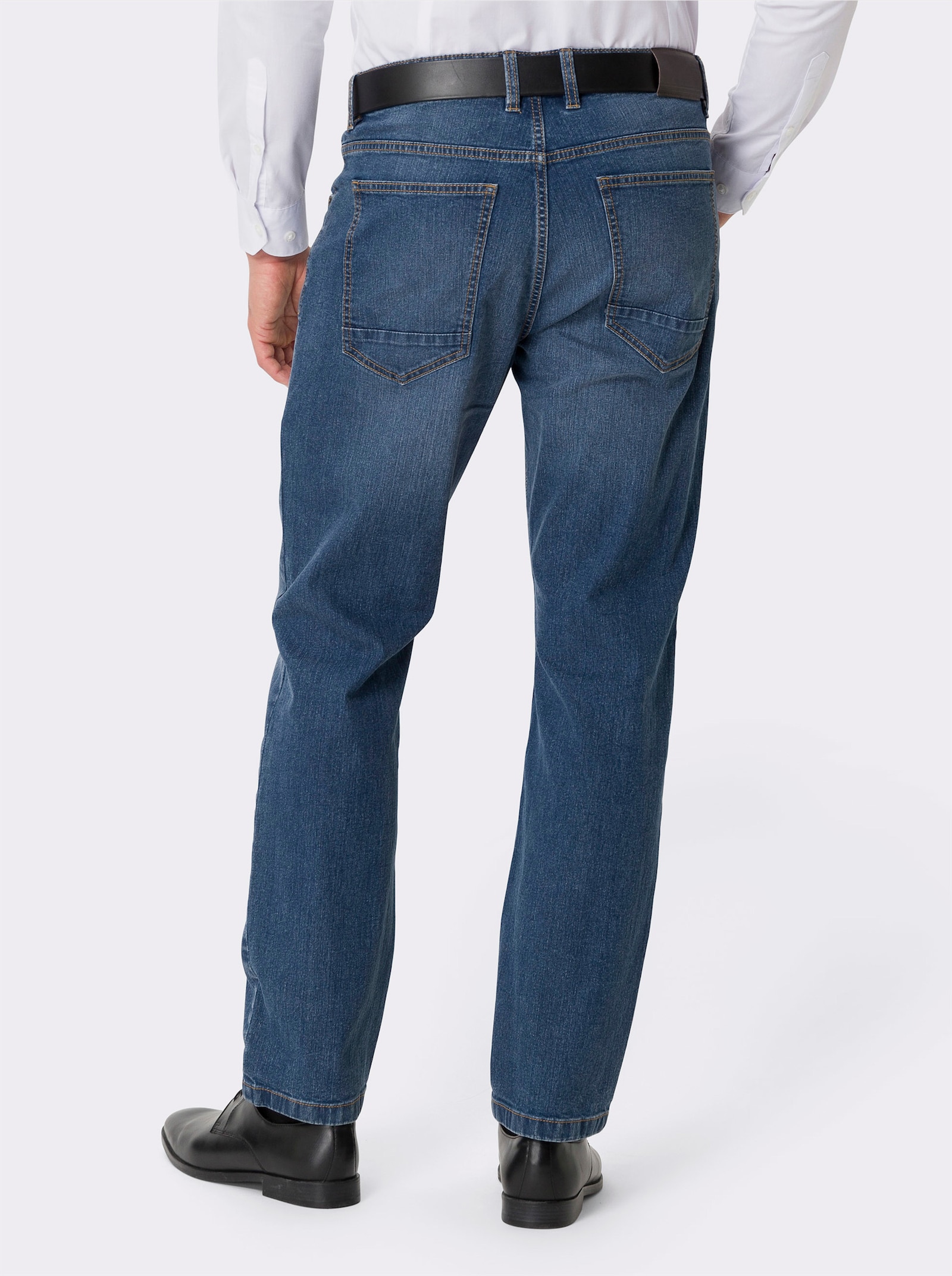 5-vreckové džínsy so špeciálnym vyšúchaním - Modrá džínsovina