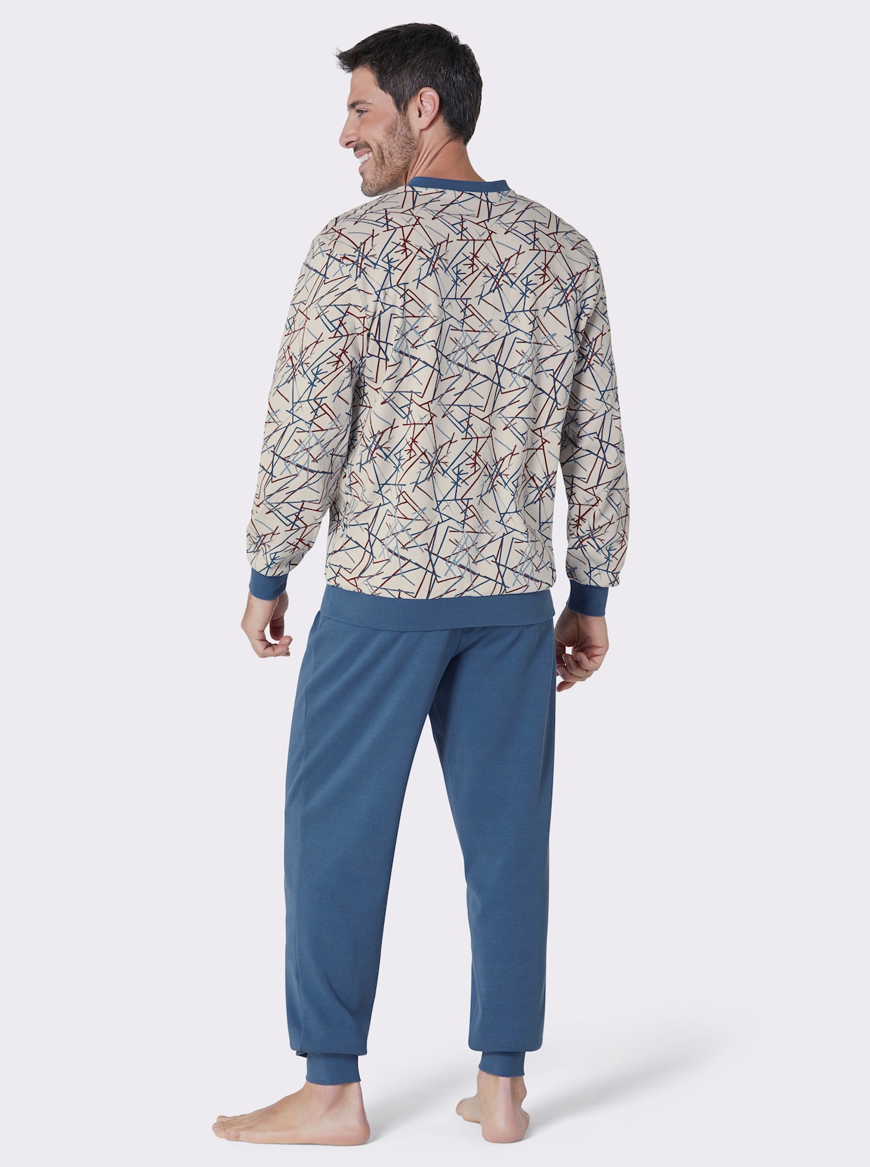 KINGsCLUB Pyjama - lichtgrijs/jeansblauw gedessineerd