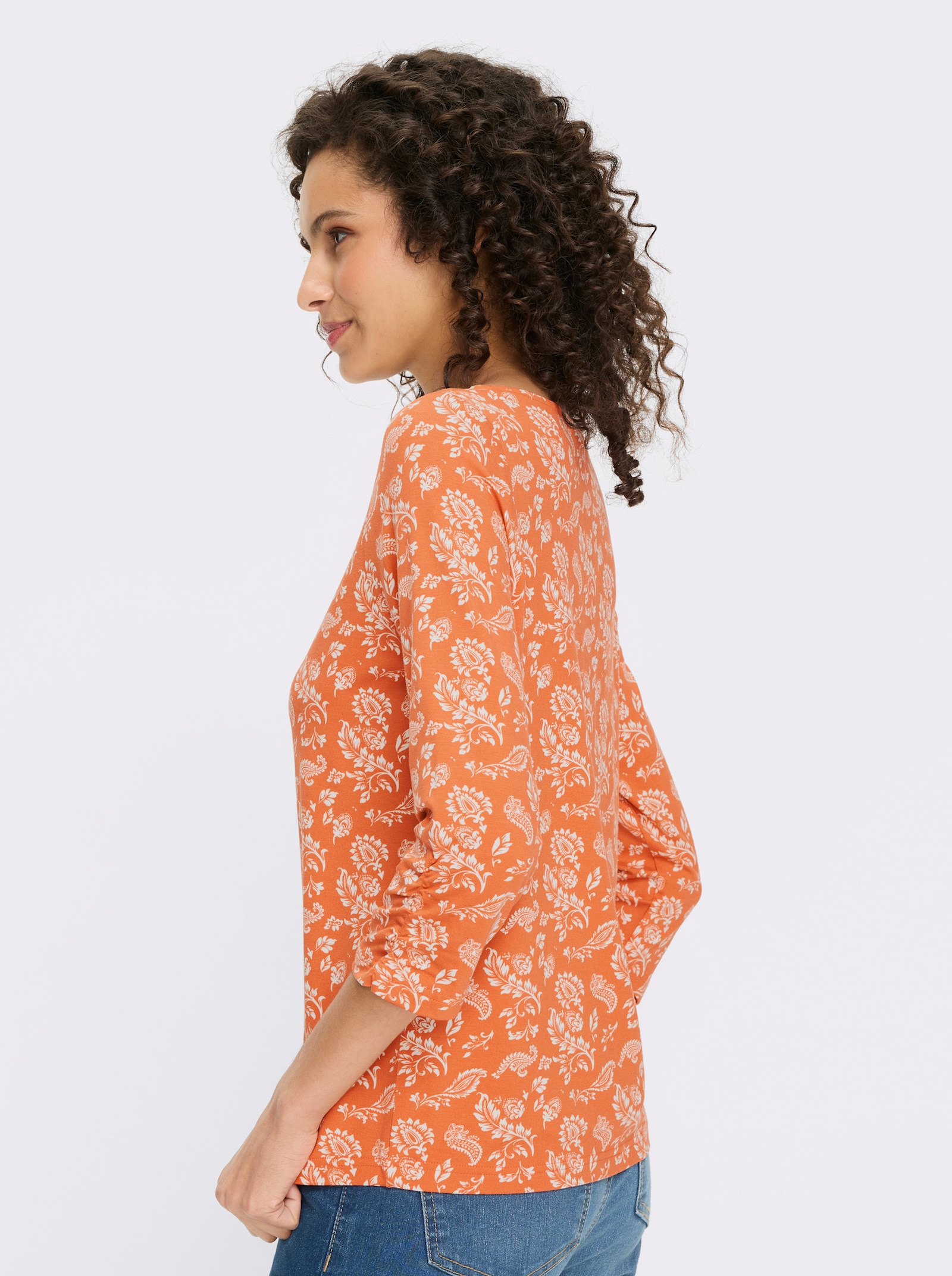 heine 3/4-Arm-Shirt - ecru-papaya-bedruckt