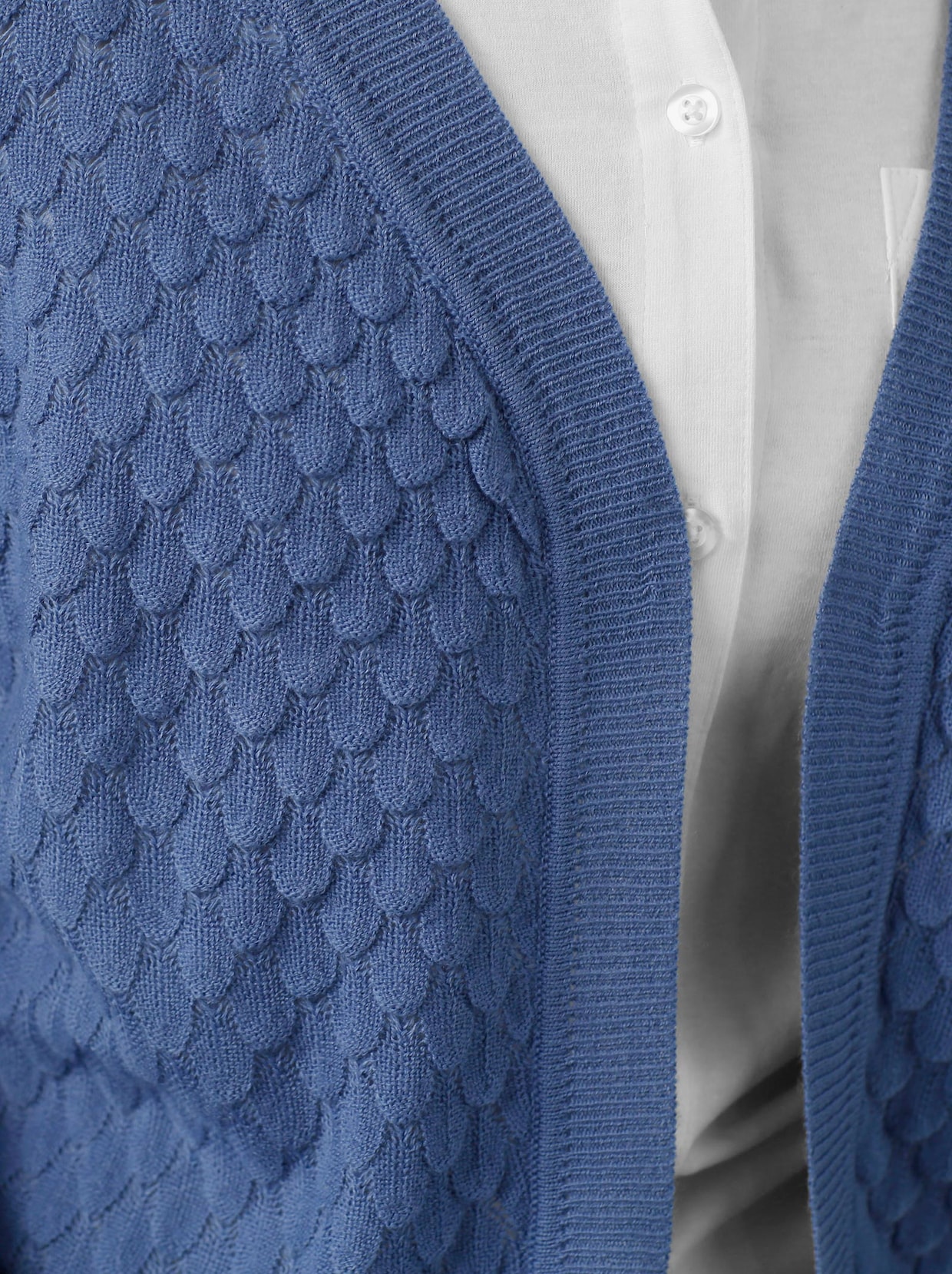 Pletený kabátek - džínová modrá
