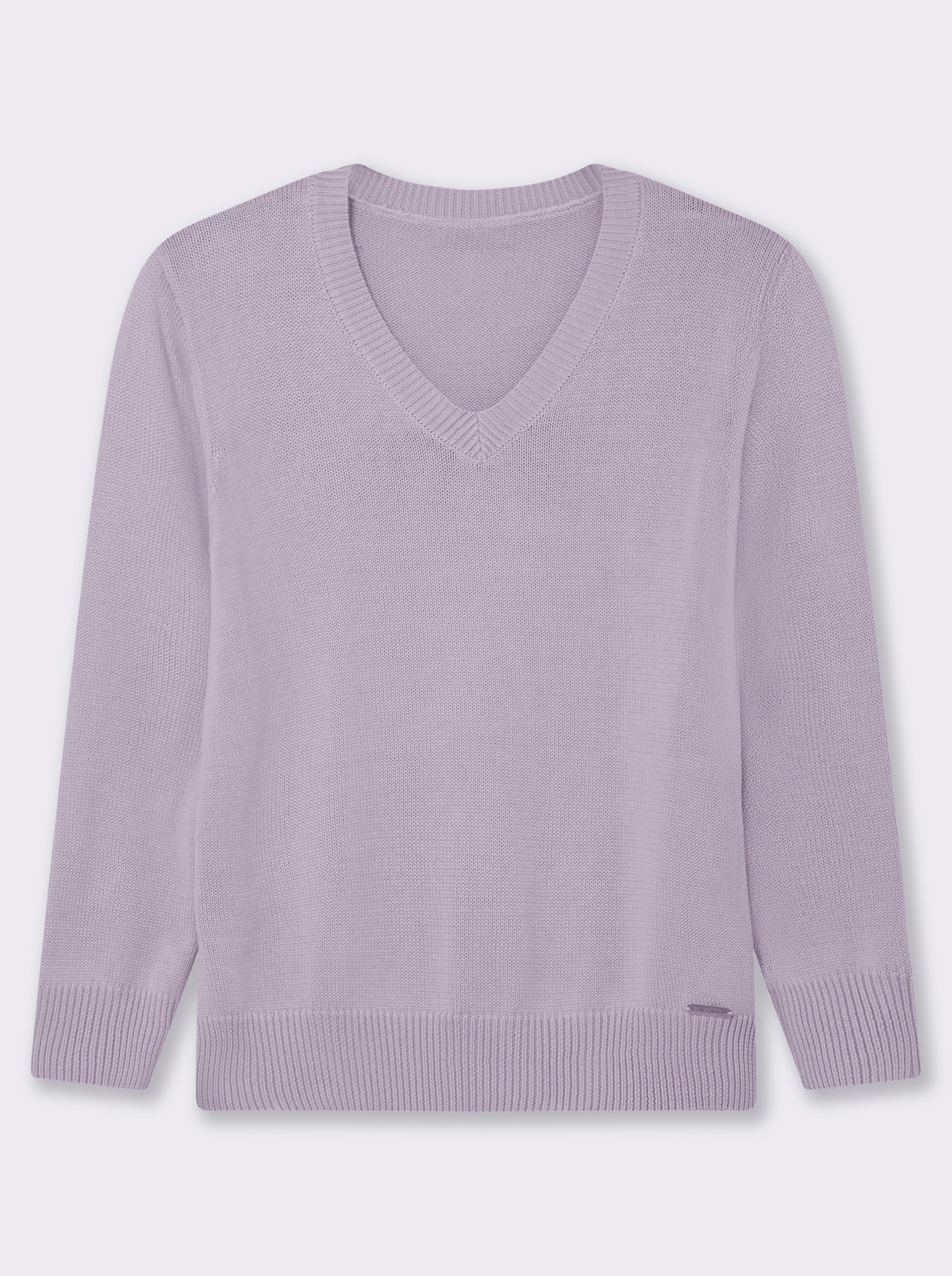 V-Ausschnitt-Pullover mit Baumwolle - flieder