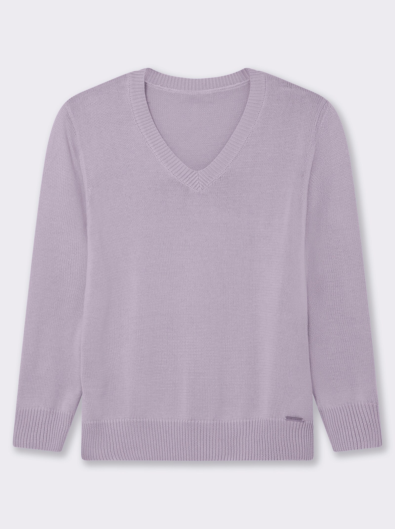 V-Ausschnitt-Pullover mit Baumwolle - flieder