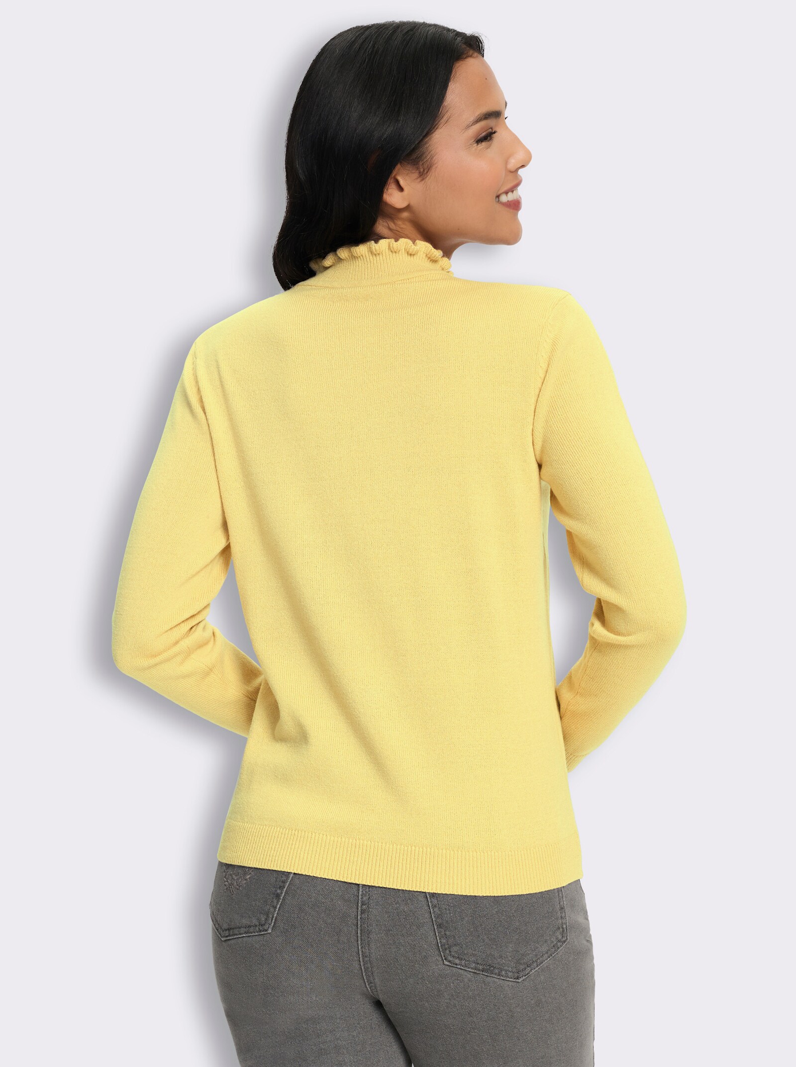 Stehkragenpullover in flauschiger Qualität - zitrone