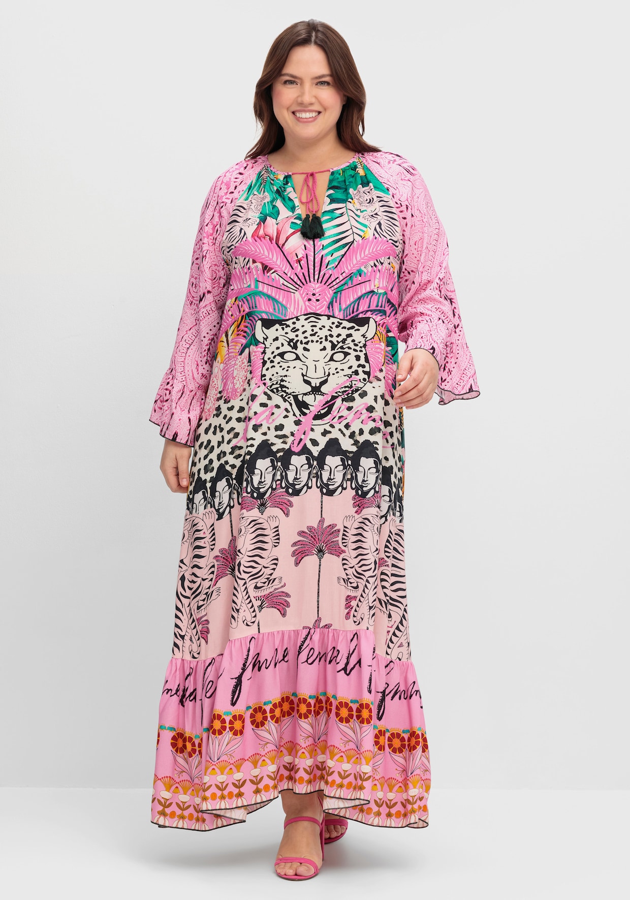 sheego loves miss goodlife Maxikleid - tiefgrün-gemustert