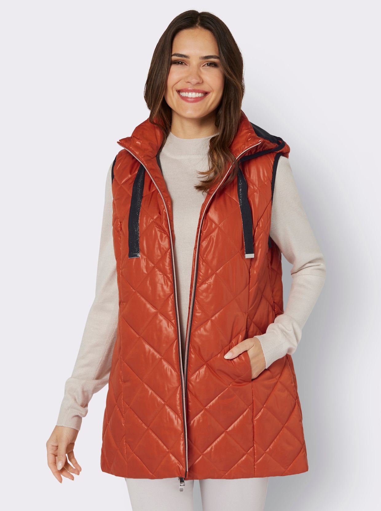 Lange bodywarmer - roestrood