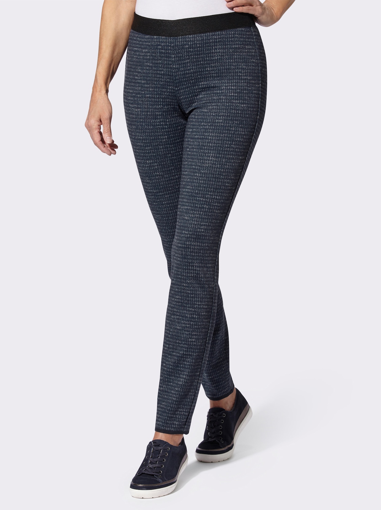 Stehmann Comfort line Broek - marine/rookblauw bedrukt