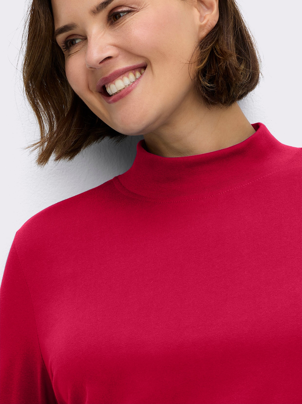 Longshirt mit hohen Seitenschlitzen - rot