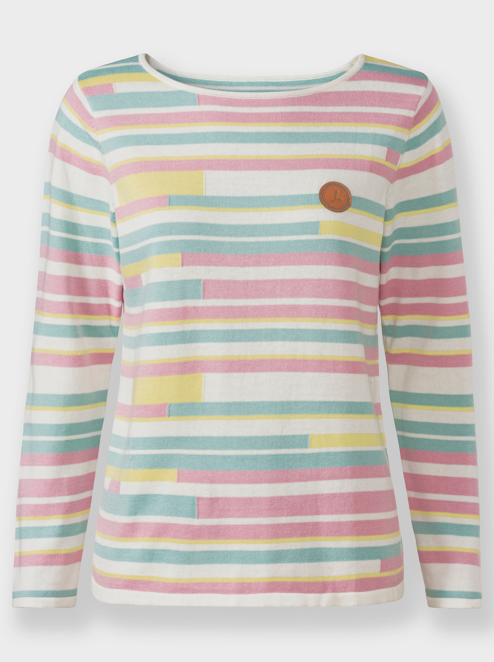 Pullover im bunten Streifenmuster - zitrone-mint-gemustert