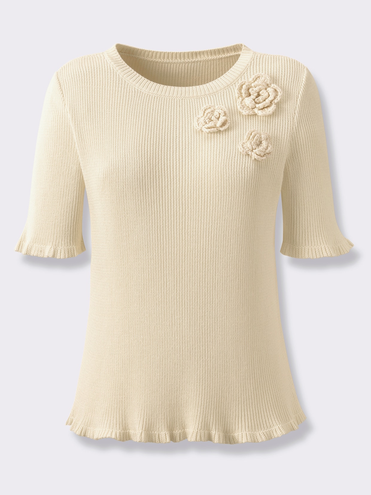 Kurzarmpullover mit Viskose - champagner