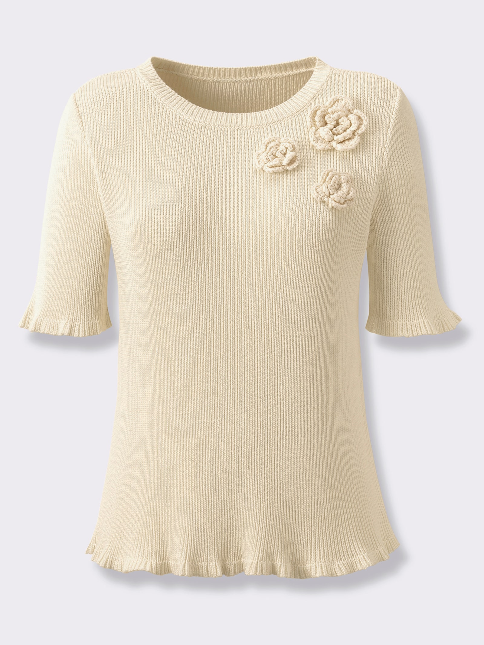 Kurzarmpullover mit Viskose - champagner