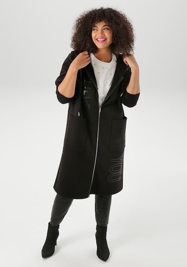 Aniston PLUS Kapuzensweatjacke - schwarz
