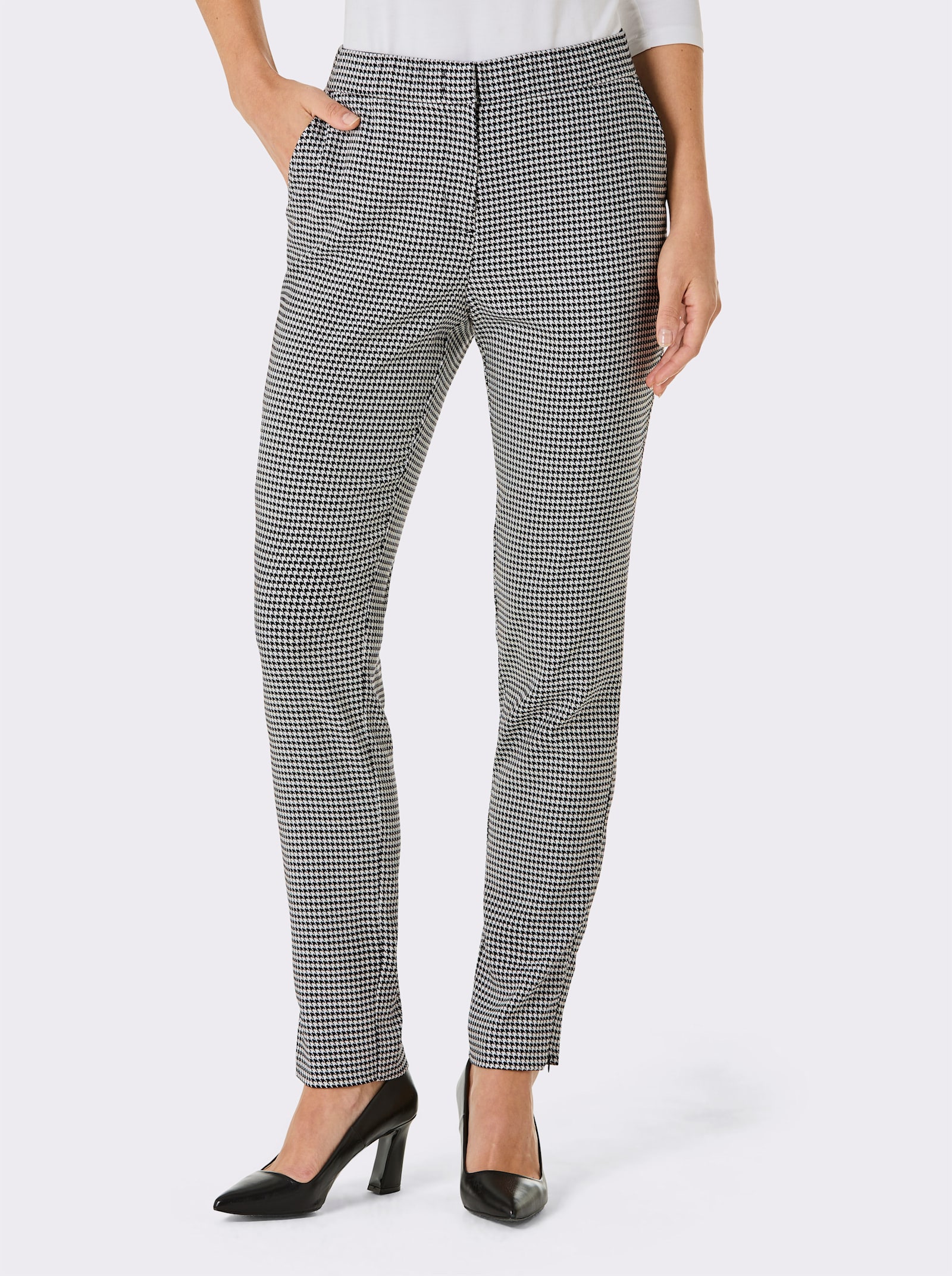 CREATION L PREMIUM Webhose in knitterarmer, bügelleichter Qualität - schwarz-ecru