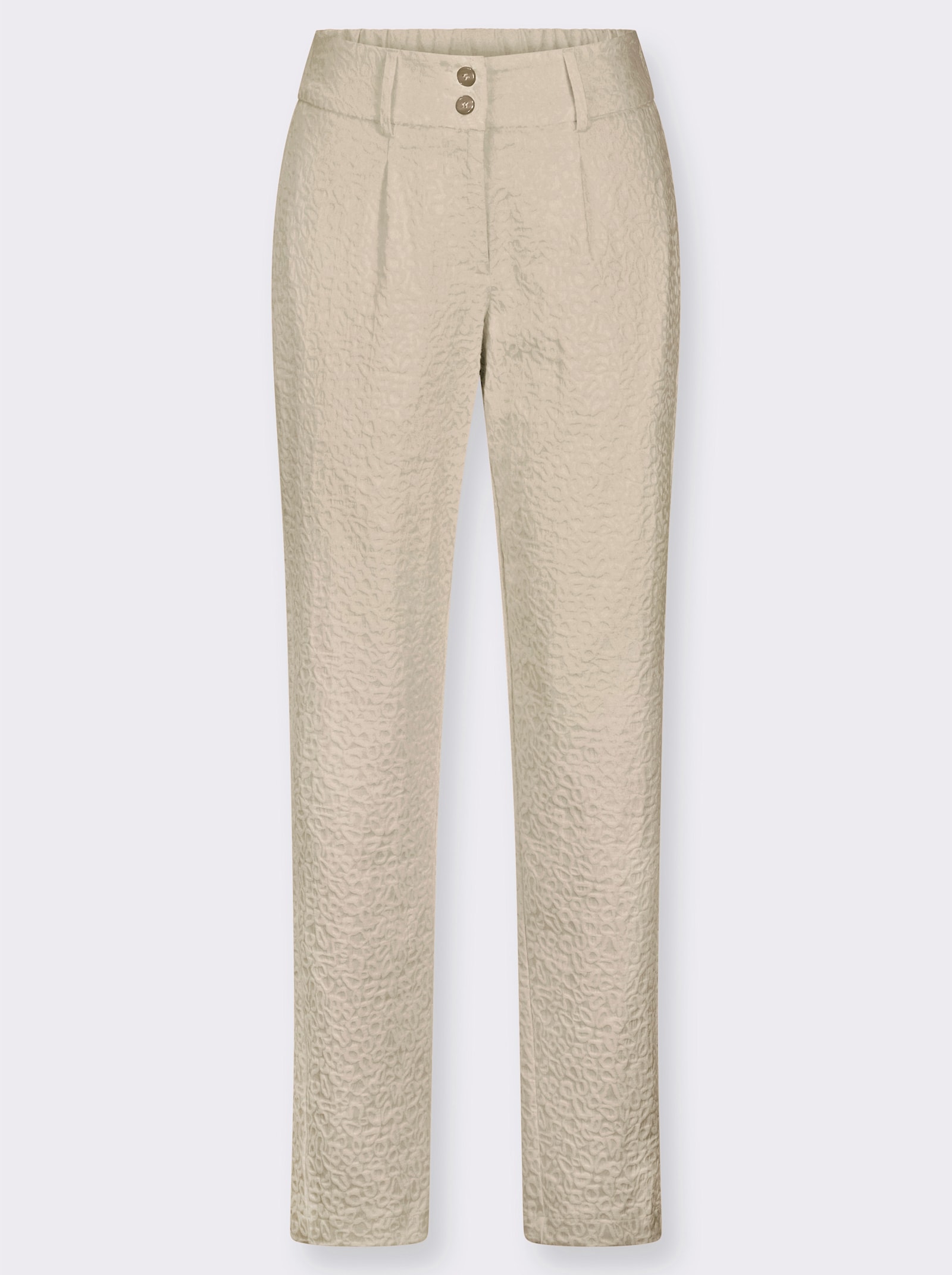 Bundfaltenhose mit in sich gemustertem Leo-Jacquard - sand