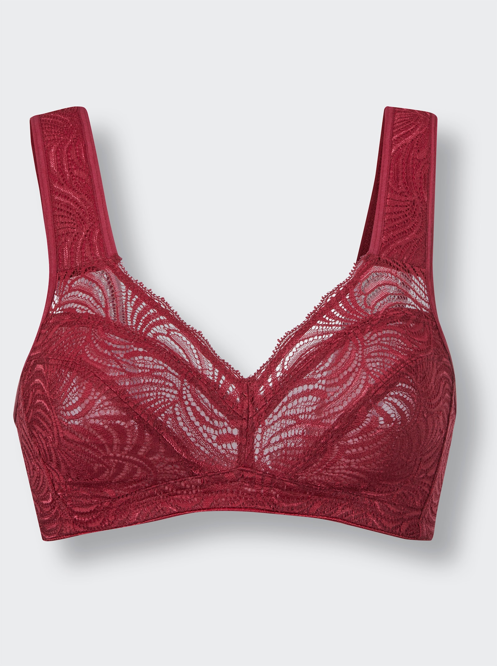 wäschepur BH ohne Bügel aus elastischer Spitze - kirsche
