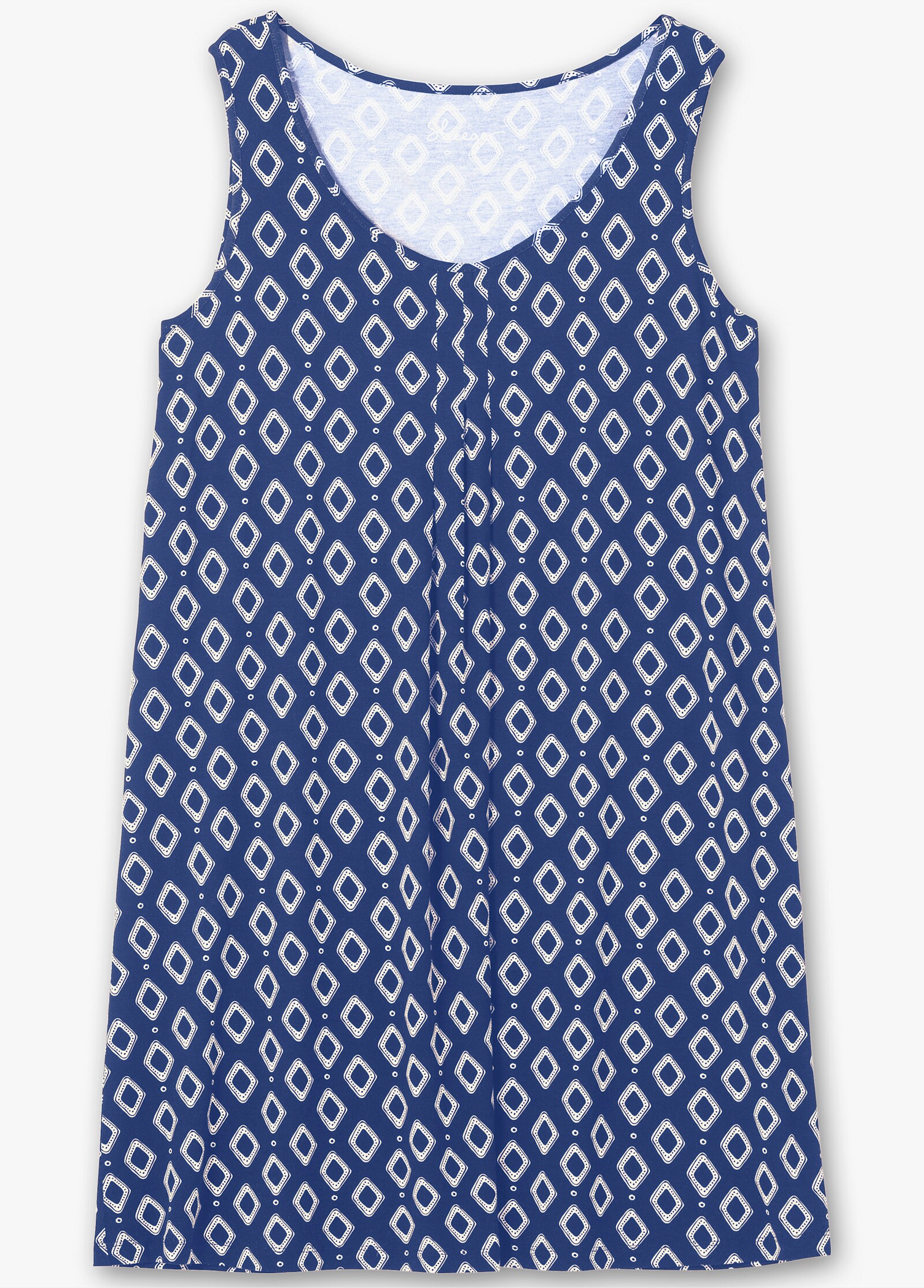 sheego Strandkleid mit Grafikprint - royalblau-ecru-bedruckt