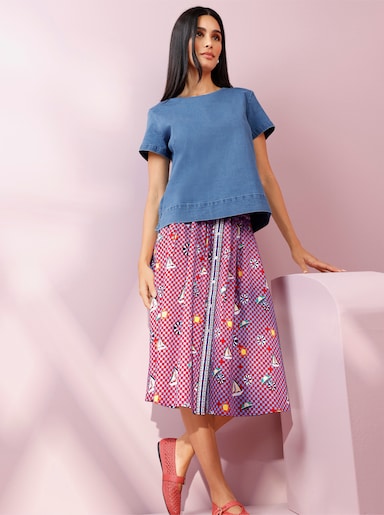heine Kurzarm-Bluse mit Seitenschlitzen - blue-bleached