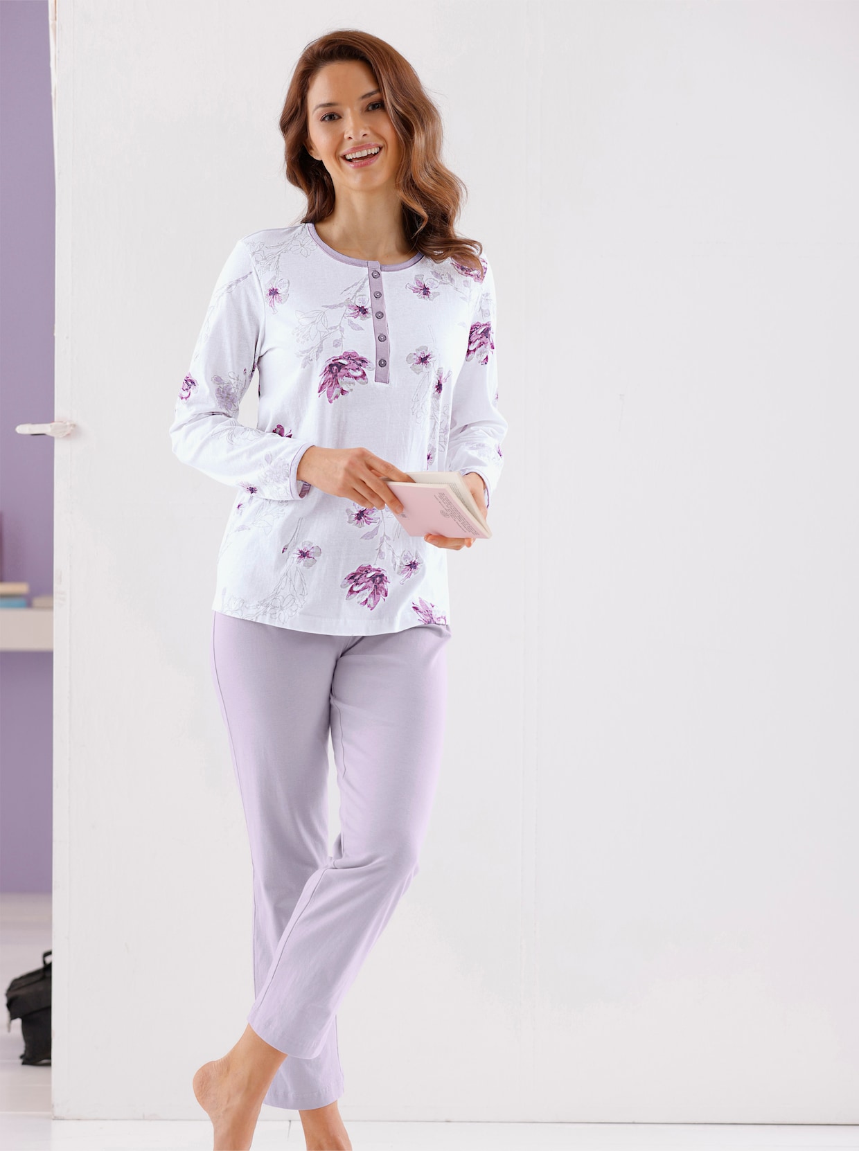 wäschepur Pyjama - ecru/lila