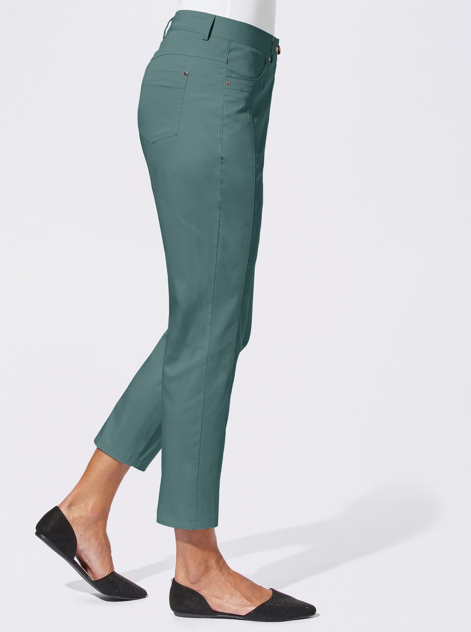 7/8-jeans met afkledende naden - jadegroen