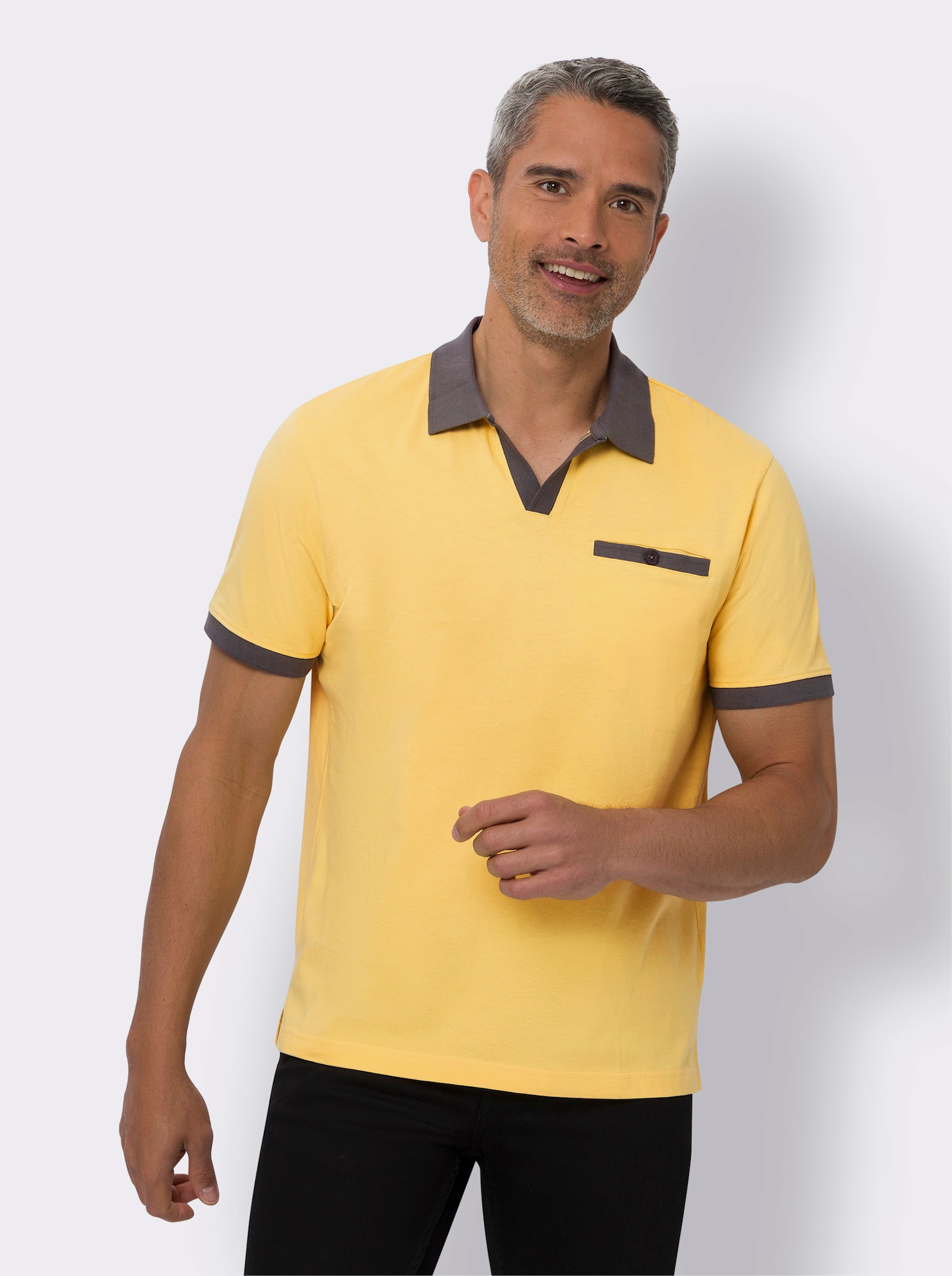 Poloshirt mit kontrastfarbenen Details - gelb