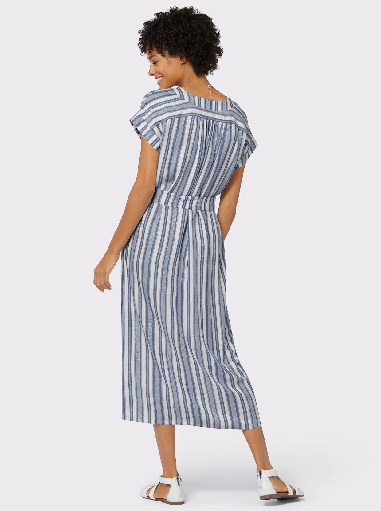 Zomerjurk - jeansblauw/wit gestreept