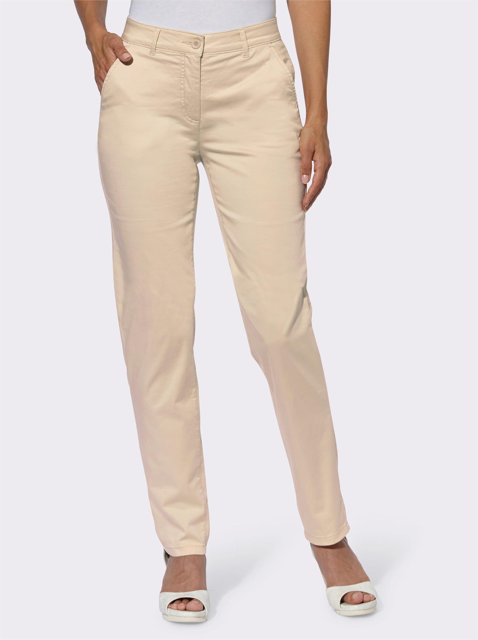 Chinohose mit Satin-Glanz - sand