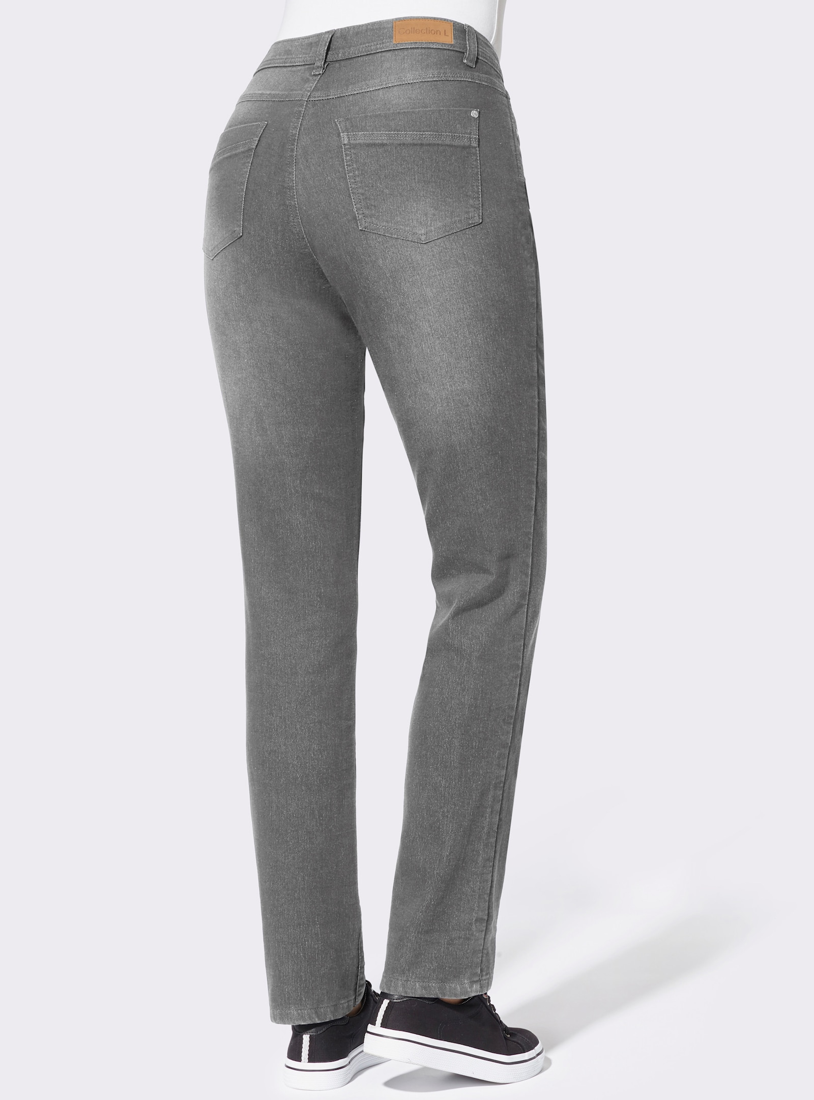Thermojeans met geruite voering - grey-denim
