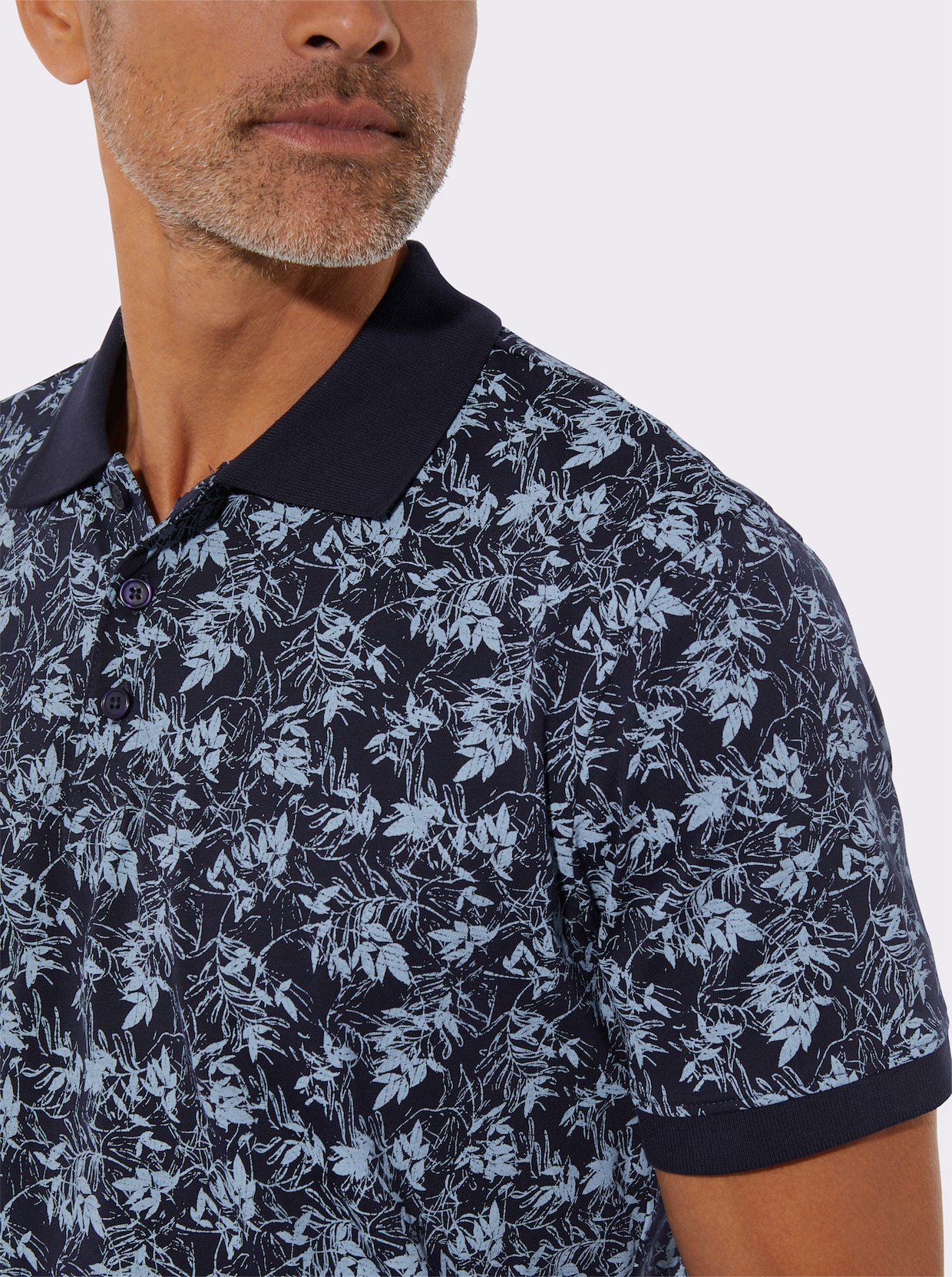 Poloshirt - marine-bleu-bedruckt