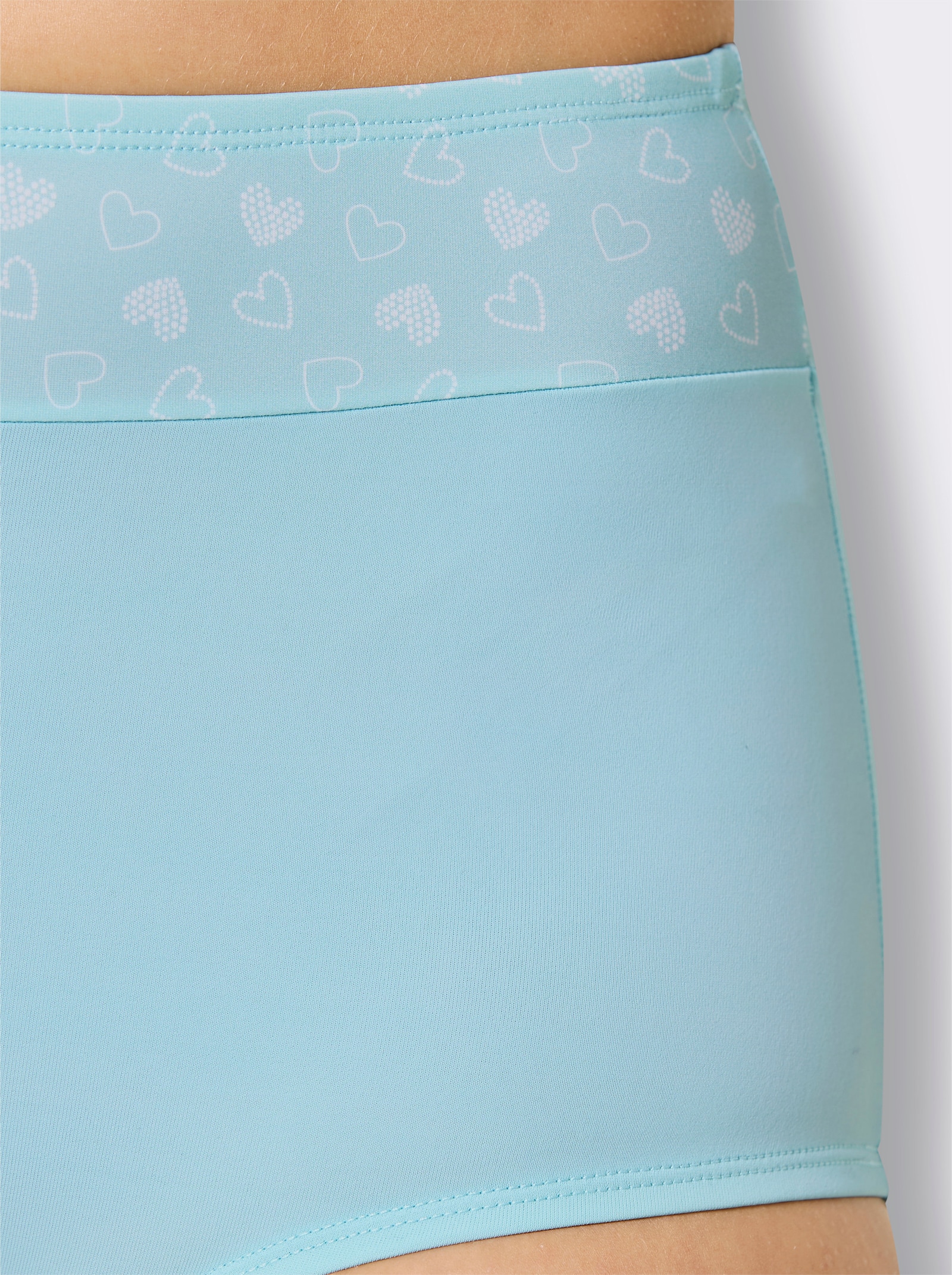 wäschepur Taillenslip mit Baumwoll-Zwickel - 2x mint-weiß-bedruckt + 1x mint