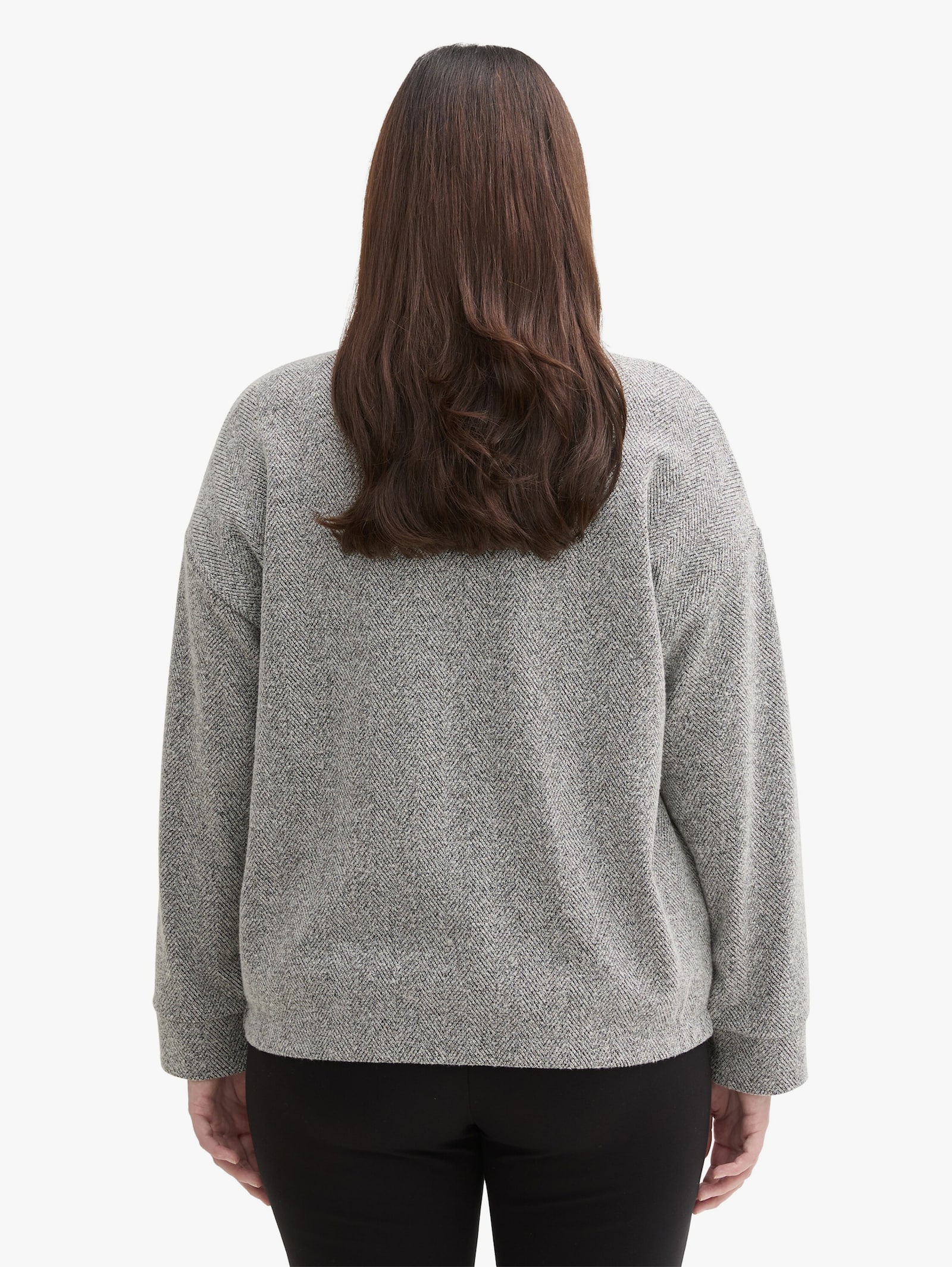 Sweatjacke - grey heringbone boucle