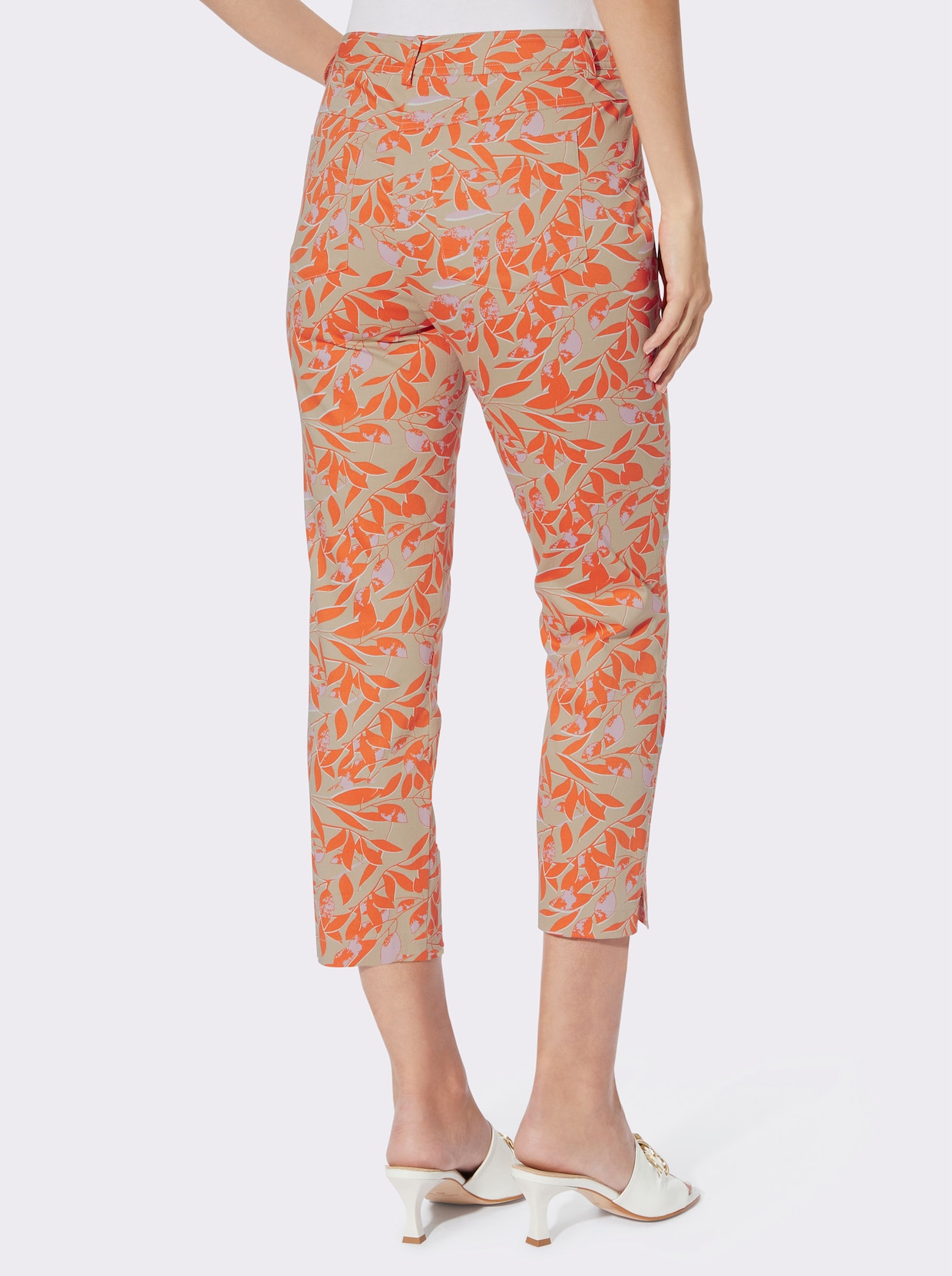 heine Broek met print - beige/oranje bedrukt